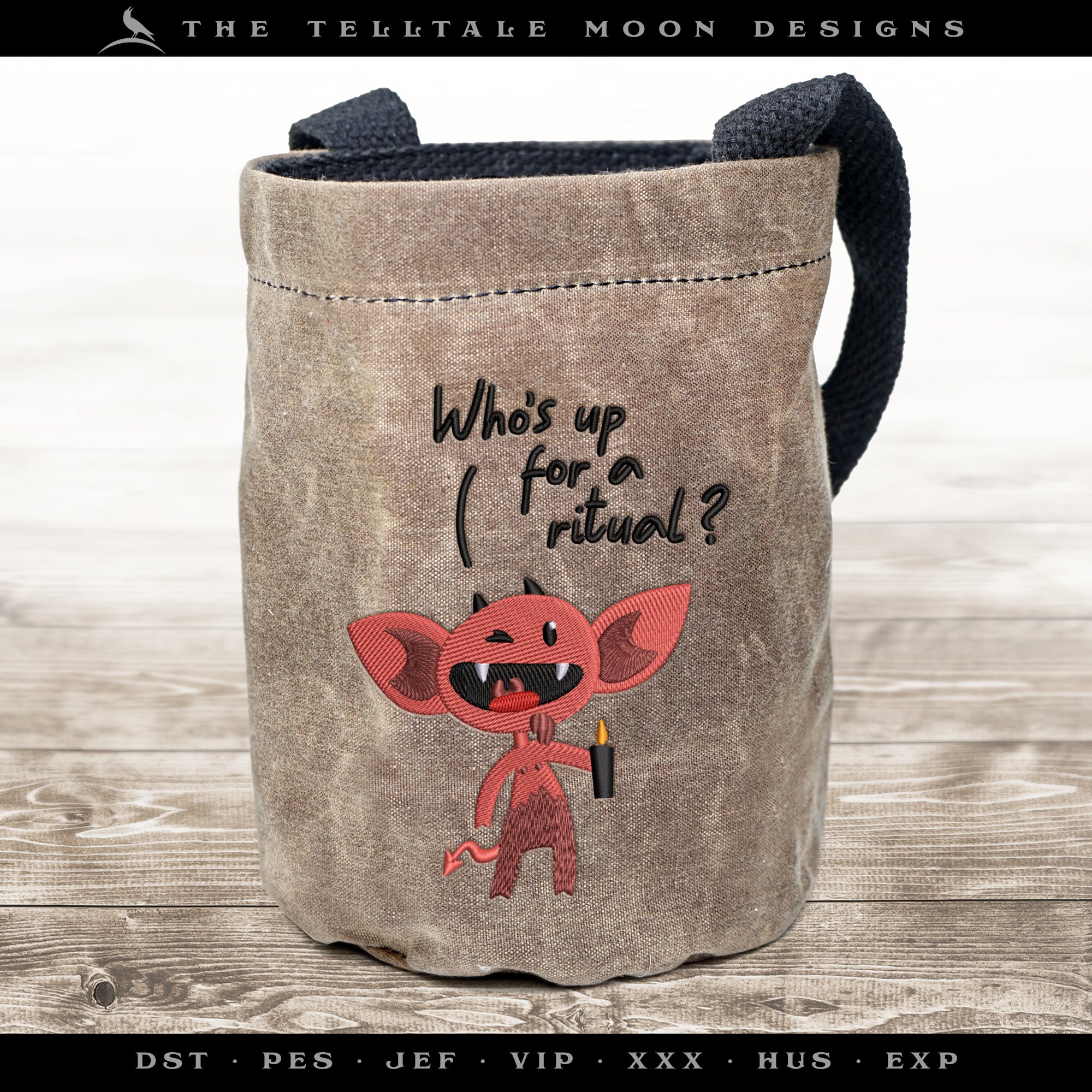 Embroidery: "Who's Up for a Ritual?" Funny Little Satan - 4, 5, 6, 7, and 8 Inches