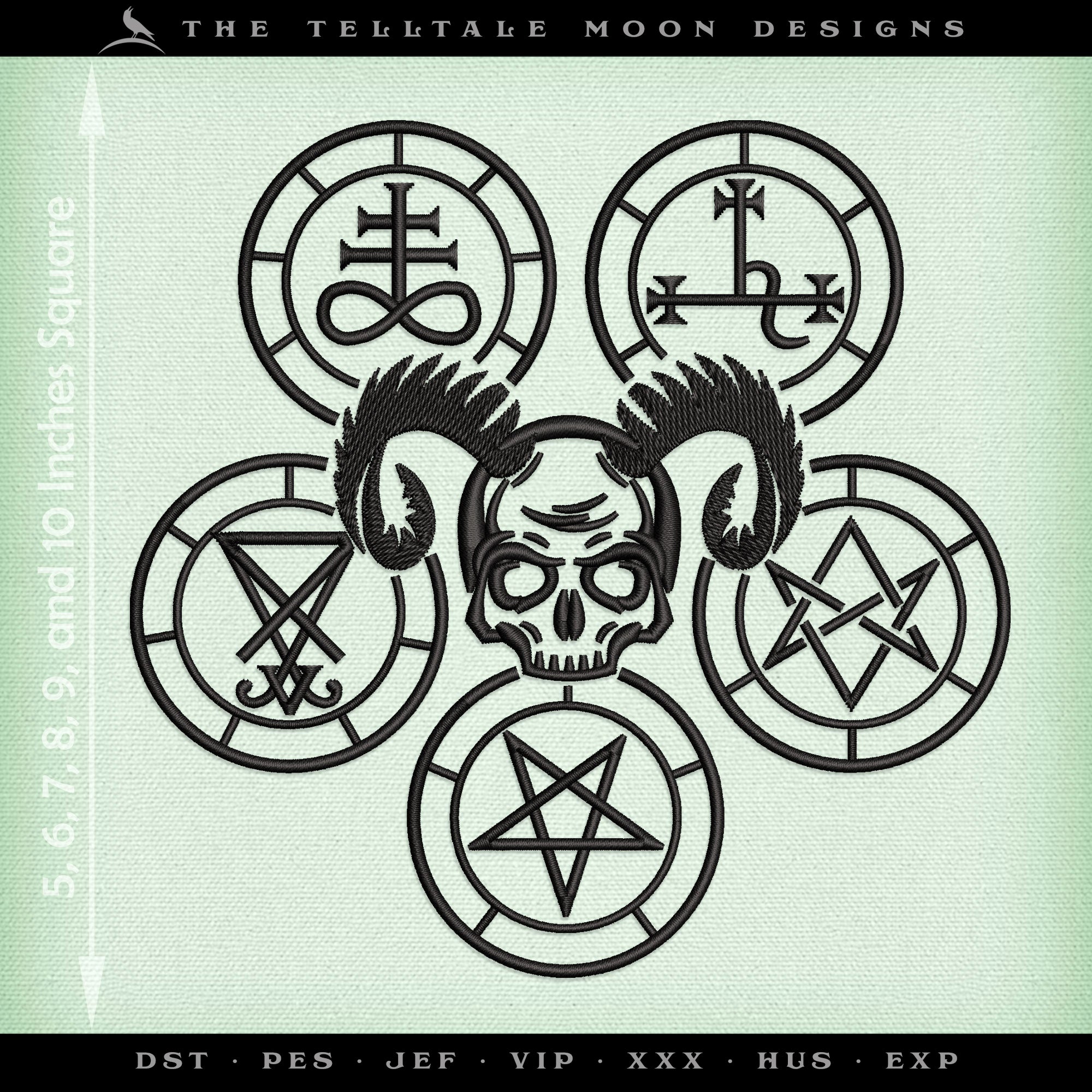 Embroidery Files: Witchcraft Sigil Design in Six Sizes Between 5 and 10 Inches