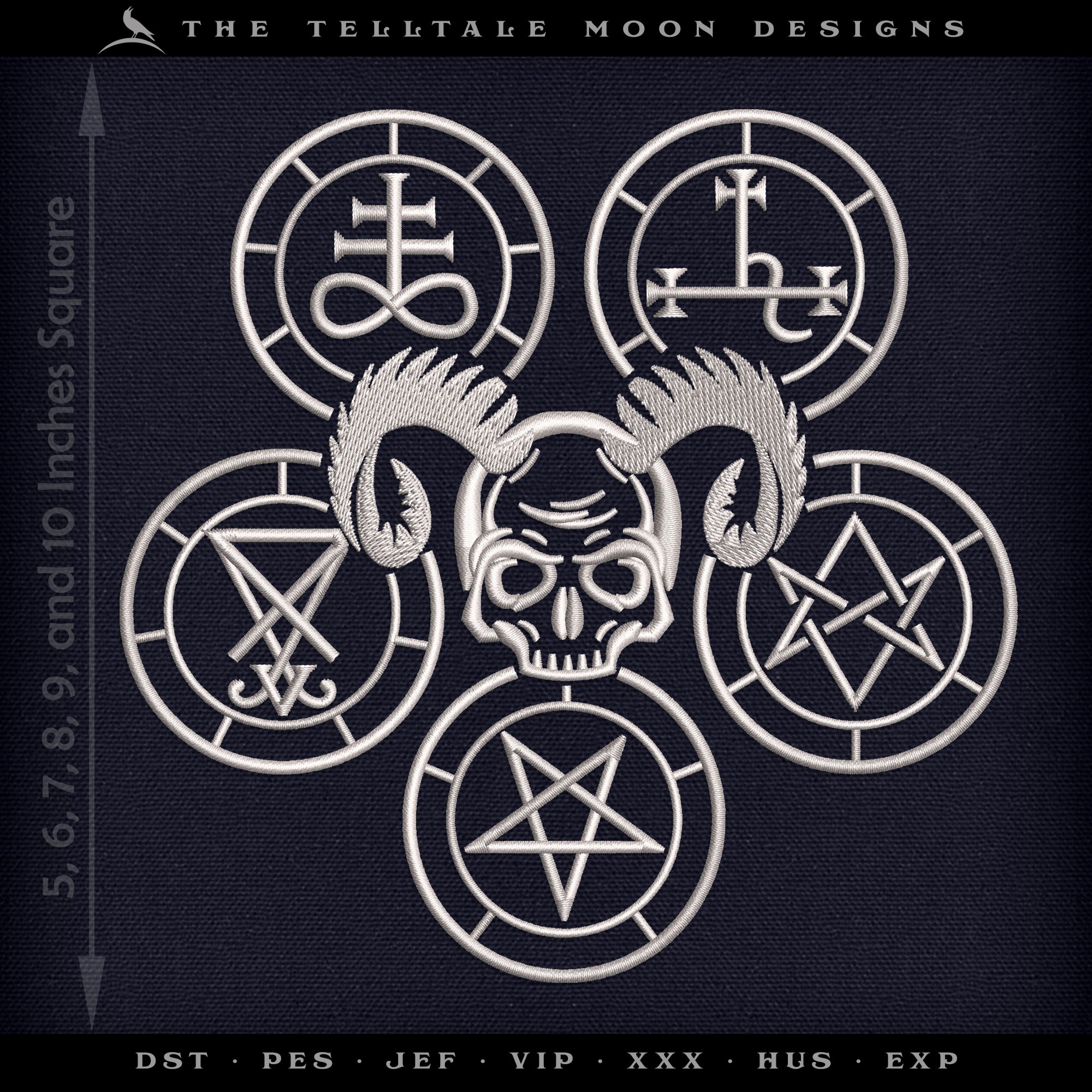 Embroidery Files: Witchcraft Sigil Design in Six Sizes Between 5 and 10 Inches