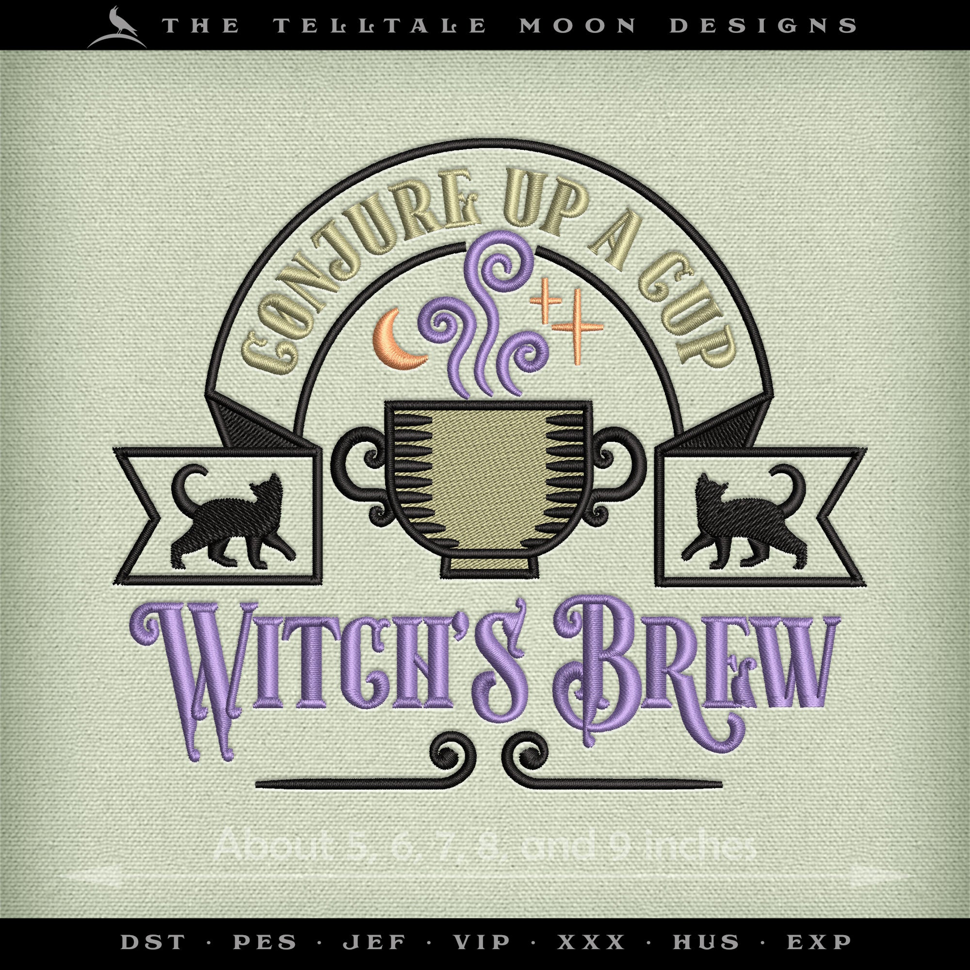 Embroidery: Witch's Brew - Five Sizes Between 5 and 9 Inches