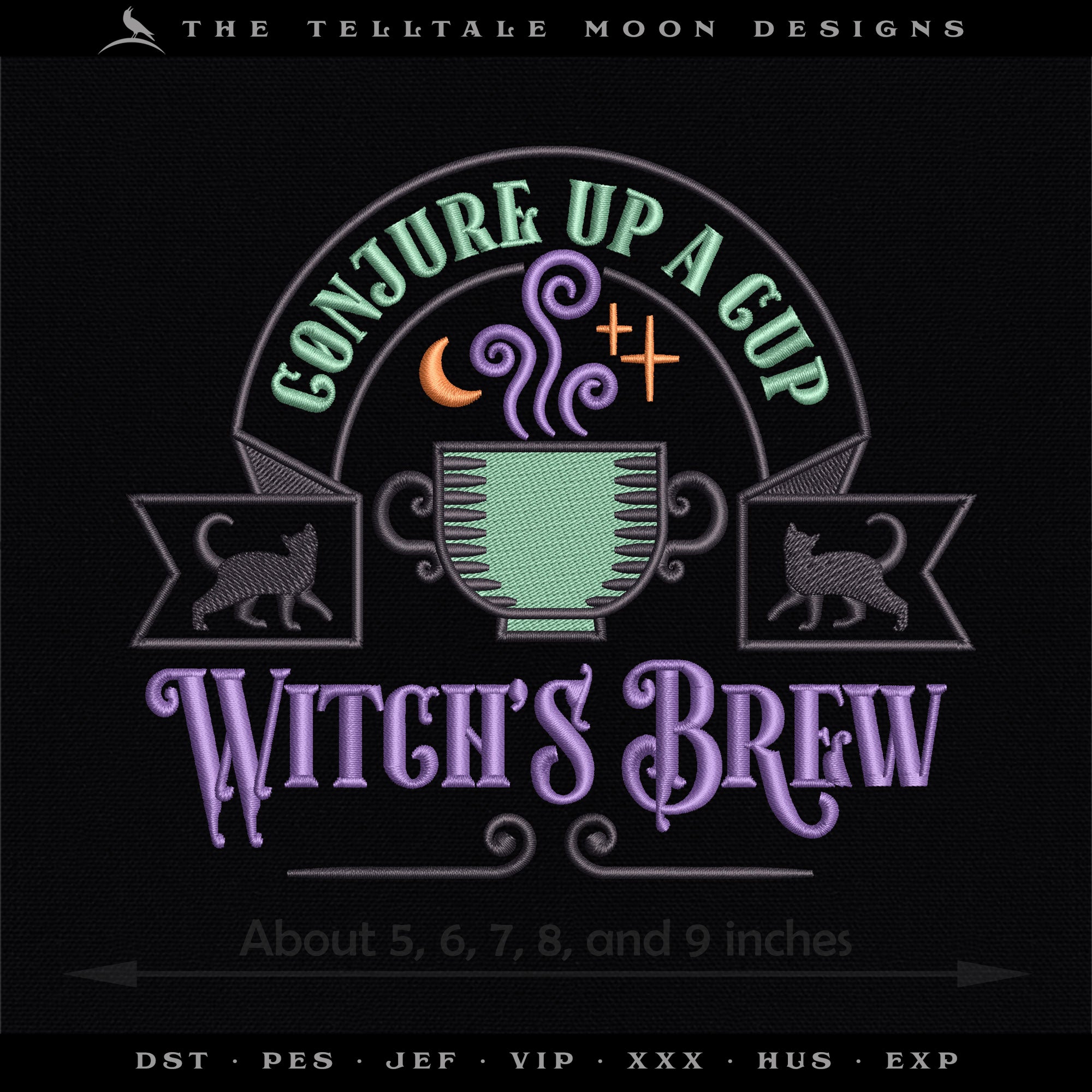 Embroidery: Witch's Brew - Five Sizes Between 5 and 9 Inches