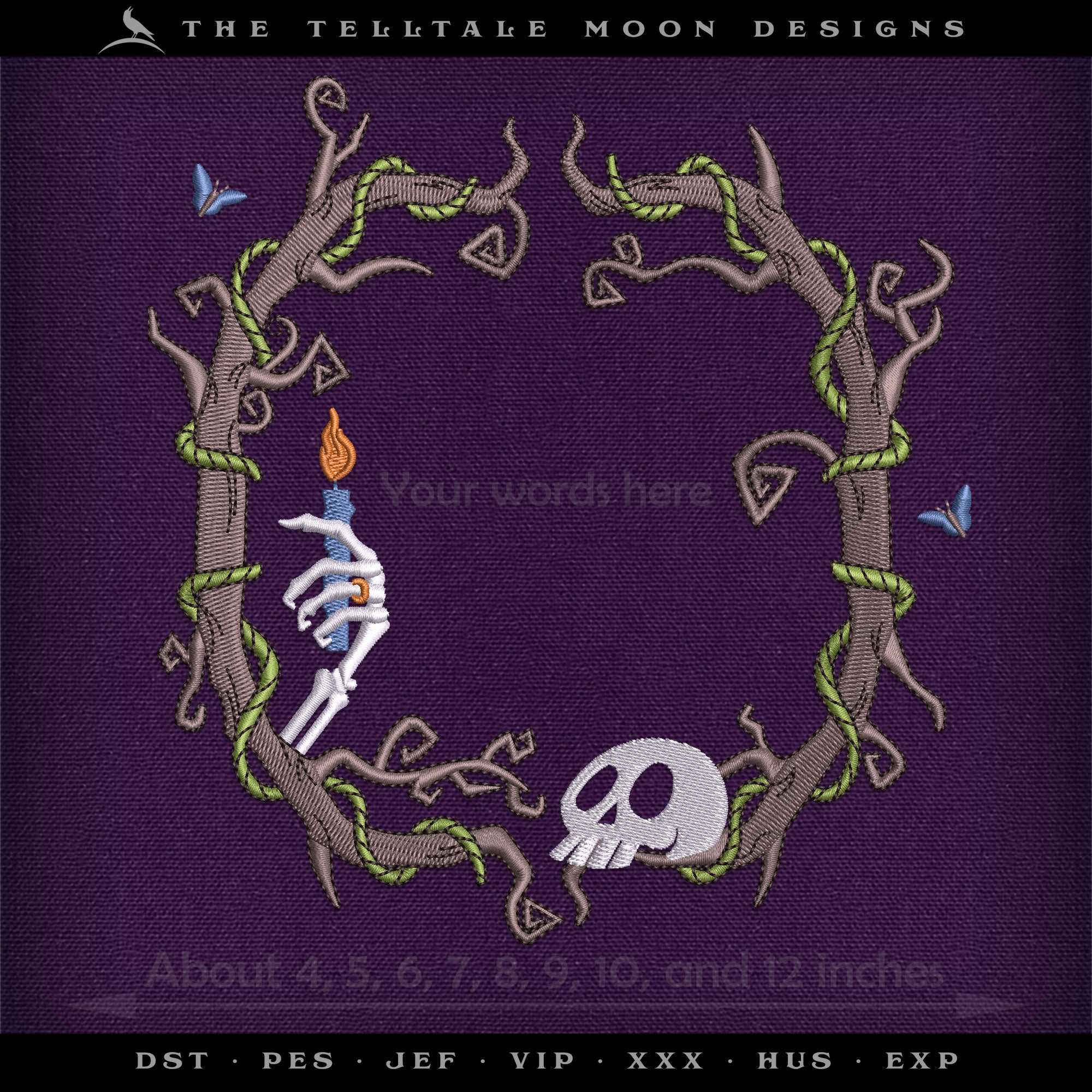 Embroidery Files: "With This Candle" Plus Blank Frame - Eight Sizes Between 4 and 12 Inches