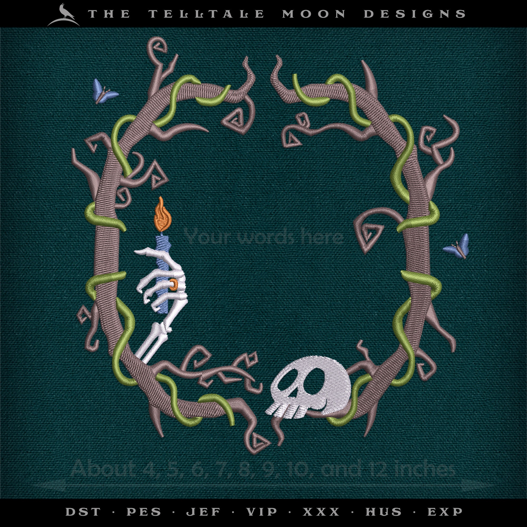 Embroidery Files: "With This Candle" Plus Blank Frame - Eight Sizes Between 4 and 12 Inches