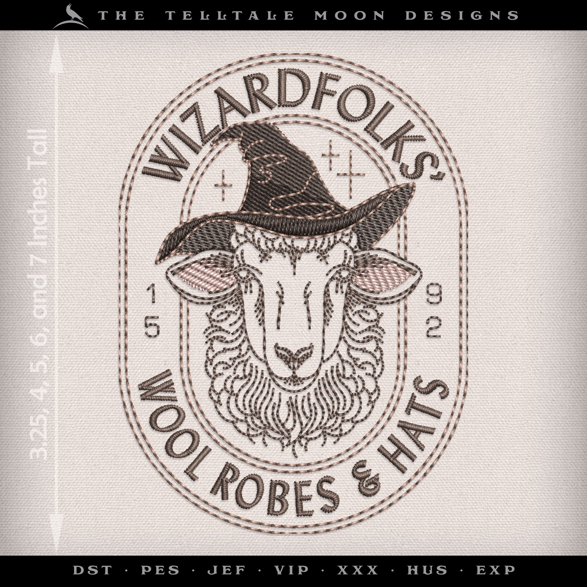 Embroidery: Wizard Wool Robes & Hats (3.5, 4, 5, 6, and 7 Inches Tall, Four Colors)