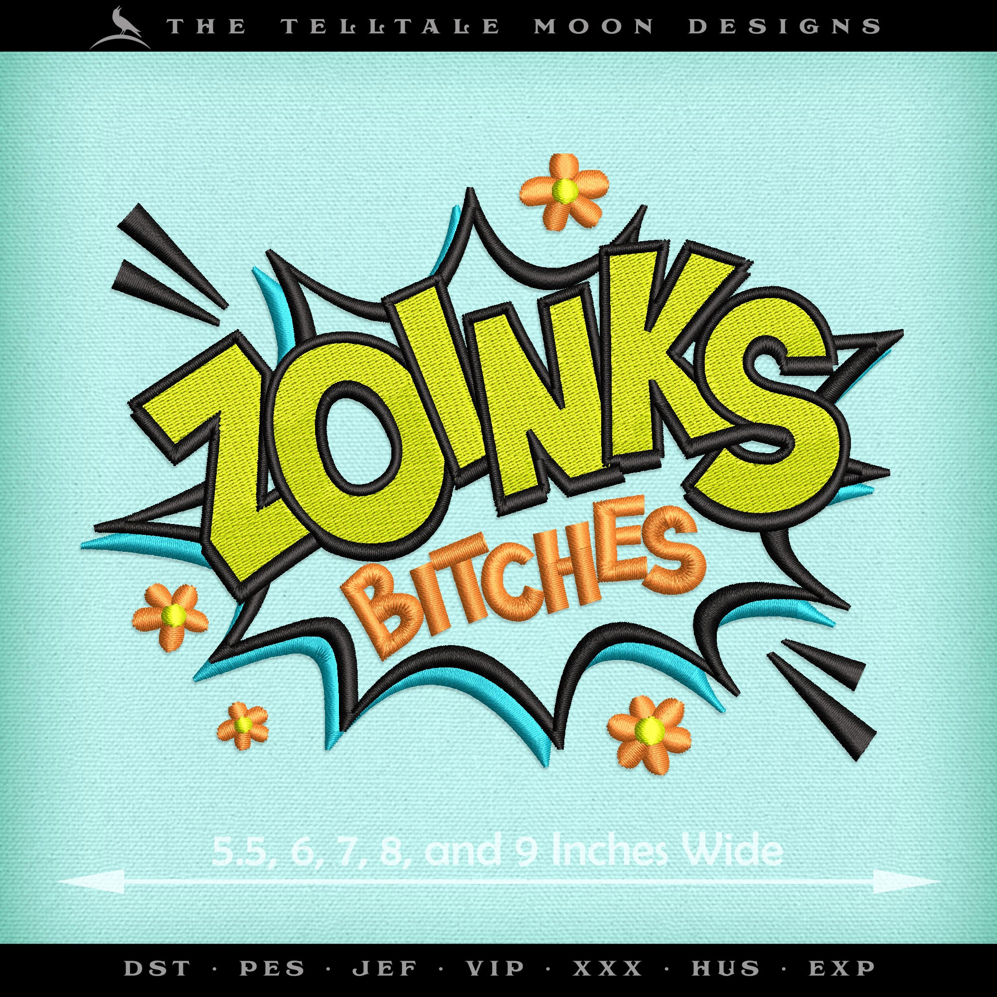 Embroidery: Retro Exclamation - Five Sizes Between 5.5 to 9 Inches Wide - Four Thread Colors