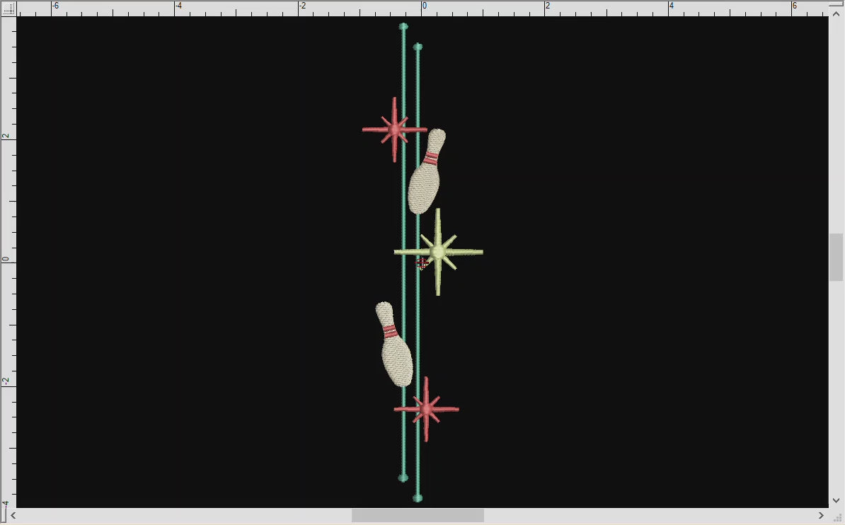 Embroidery: Mid Century Modern Atomic Bowling Design, 7 to 10 Inches Tall