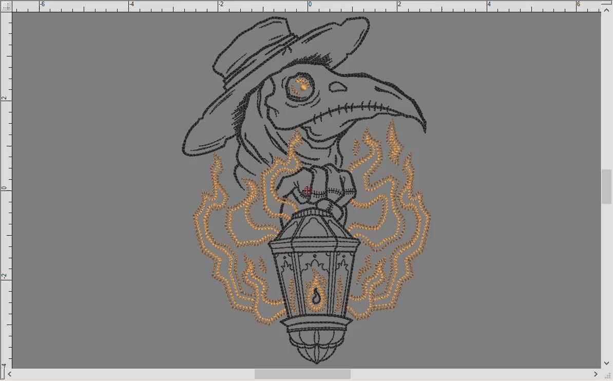 Embroidery: Plague Doctor Doodle (5, 6, 7, 8, 10, and 11 Inches Tall, Three Colors)