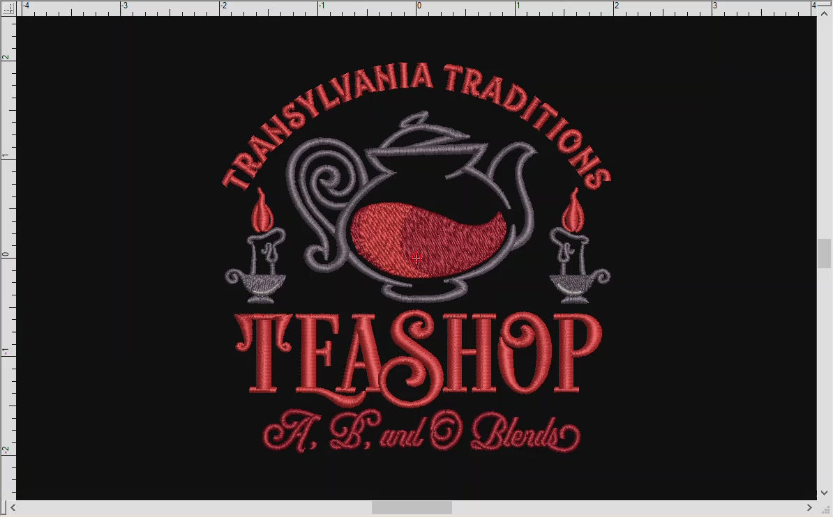 Embroidery: Transylvania Teashop (Four Sizes Between 4 and 7 Inches)