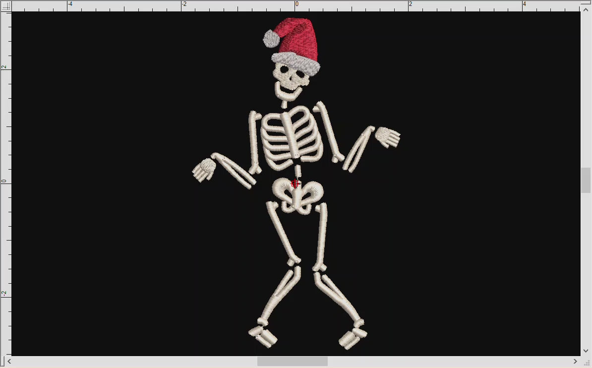 Embroidery: Dancing Santa Skeleton (4 Colors; 3 Sizes Between 6 and 7 Inches Tall)