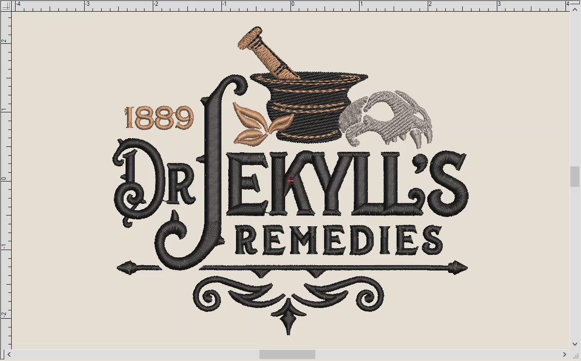 Embroidery: "Dr. Jekyll's Remedies" Vintage Style - 4.75, 5.5, and 6 Inches Wide