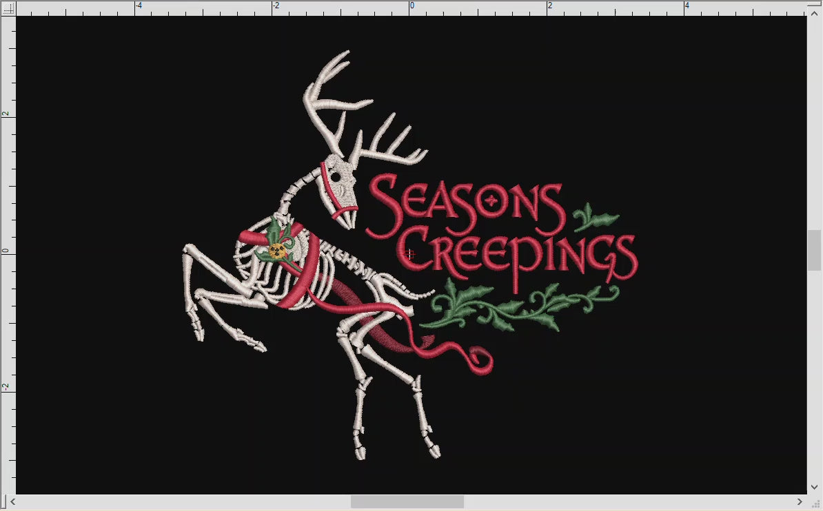 Creepmas Holiday "Seasons Creepings" Deer - Four Sizes, Six Thread Colors