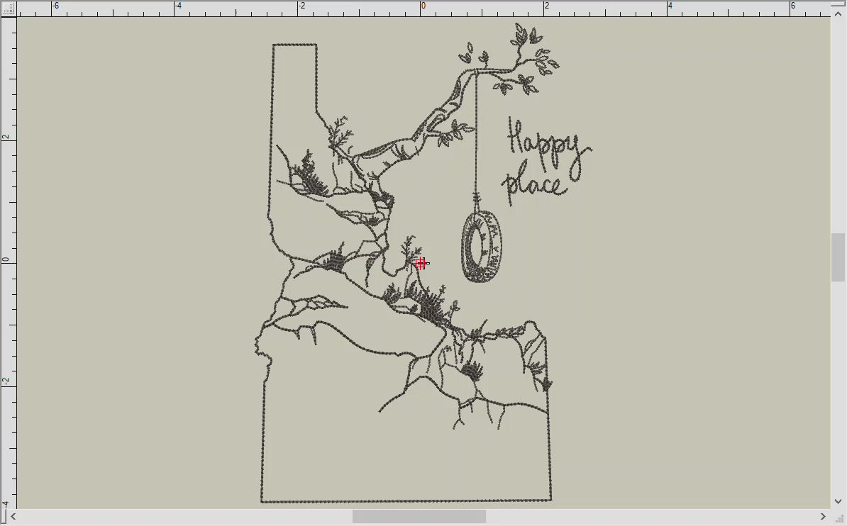 Embroidery: Idaho Happy Place (Six Sizes 5 to 10 Inches; One Thread Color)