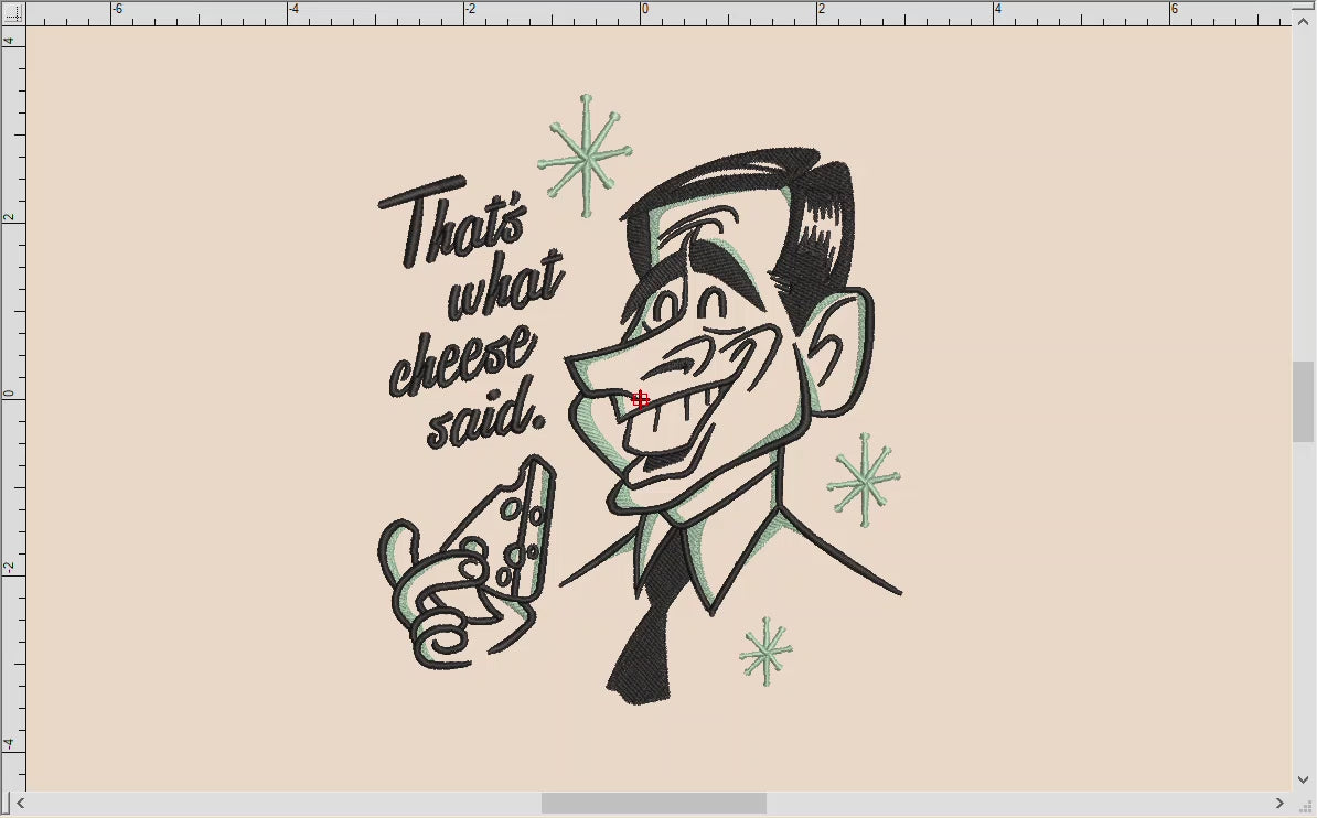 Machine Embroidery: Retro "That's What Cheese Said" Humor (Five Sizes from 5 to 9 Inches Tall)