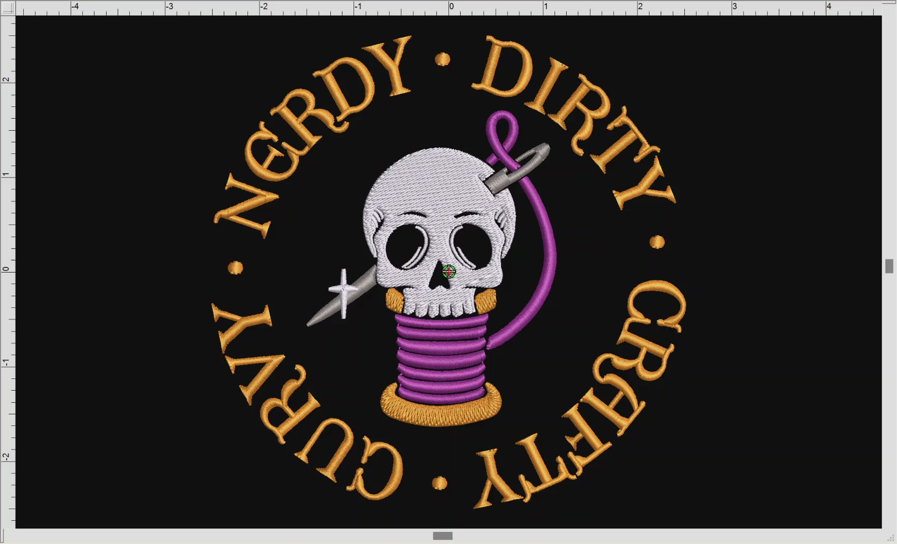 Embroidery: "Nerdy Dirty Crafty Curvy" Thread Spool Design - 4, 5, 6, 7.75, and 9 Inches