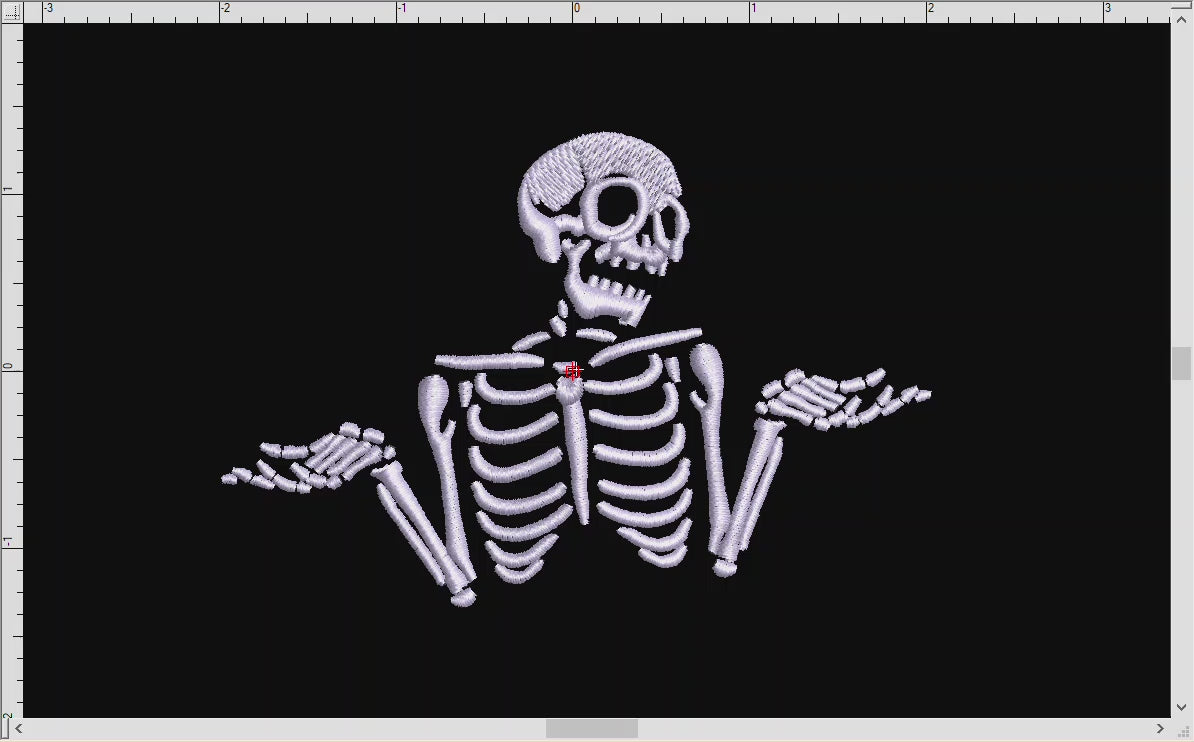 Embroidery Files: Shrugging Skull - 4, 5, and 6 Inches Wide