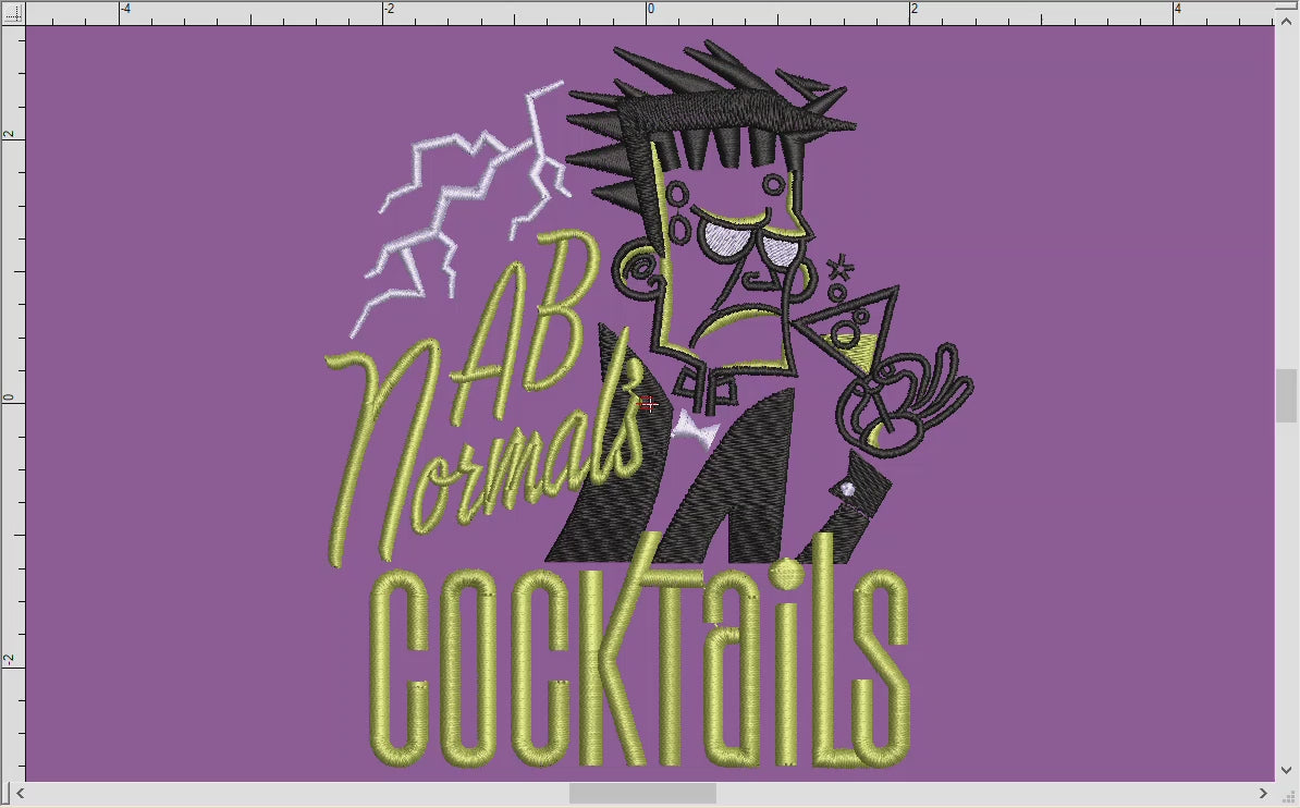 Embroidery: Retro-style Frankenstein's Monster Cocktail Label - Four Sizes 5 to 8 Inches