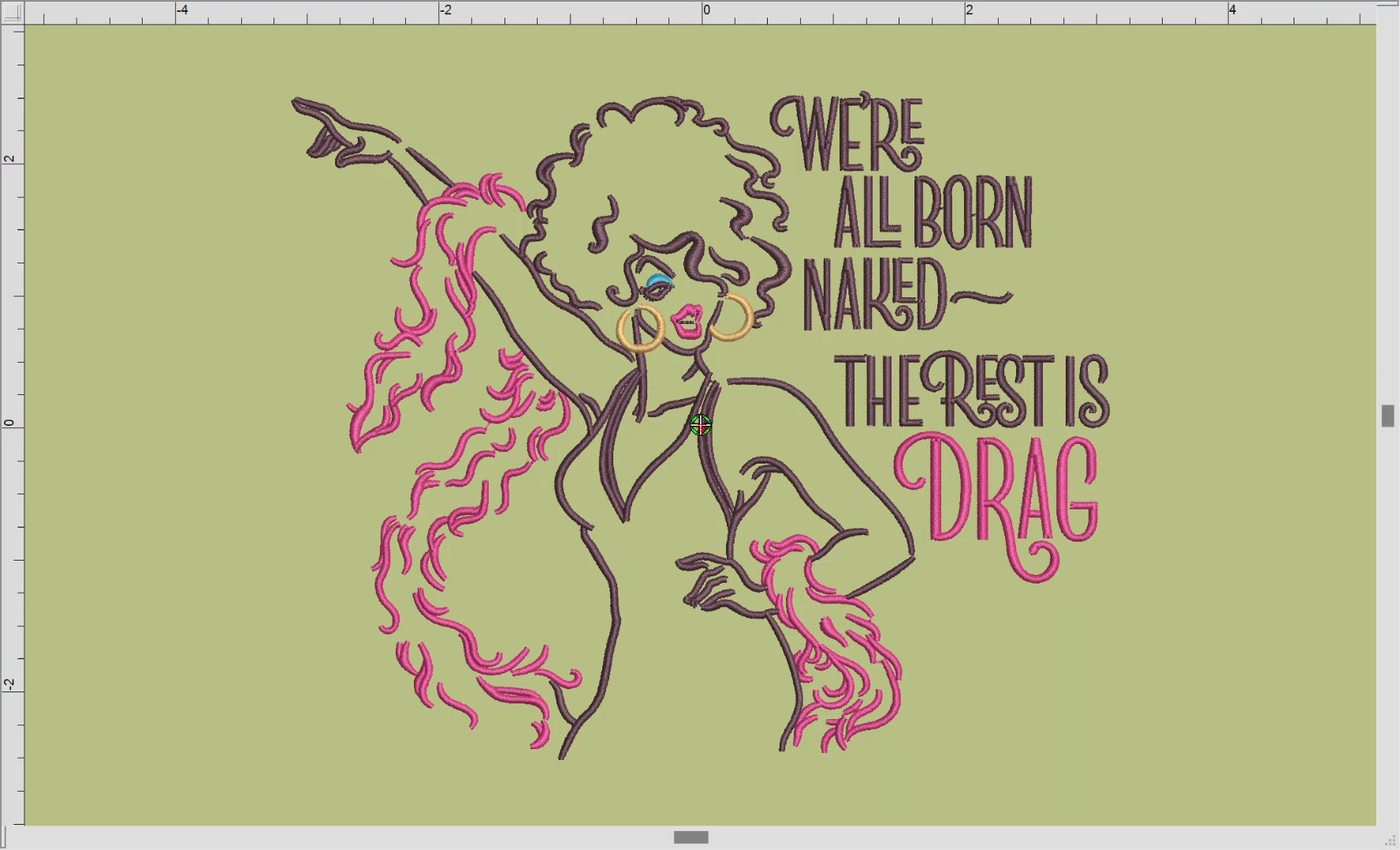 Embroidery: "The Rest is Drag" Fun Pride Design - Five Sizes 6 to 12 Inches - Four Thread Colors