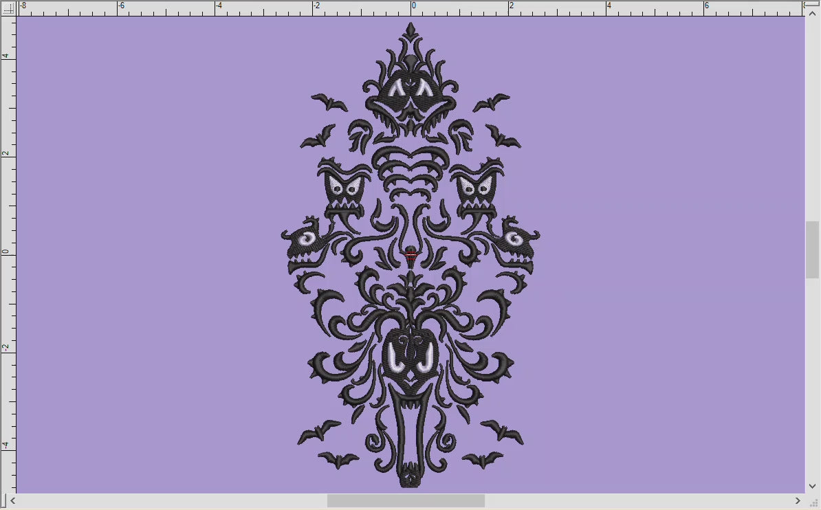 Machine Embroidery Files: Gothic Damask Inspired by Haunted Mansion (Five Sizes, Two Thread Colors)