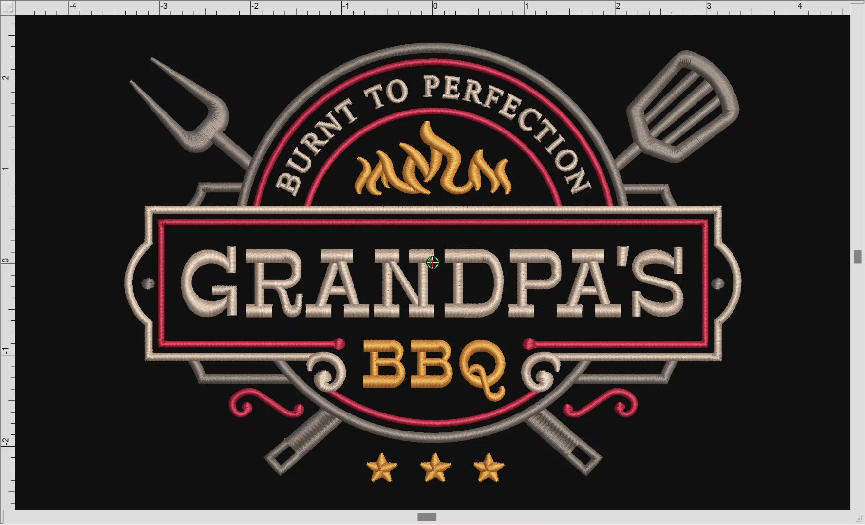 Embroidery: "Grandpa's BBQ" Fun Logo for Backyard Barbecue