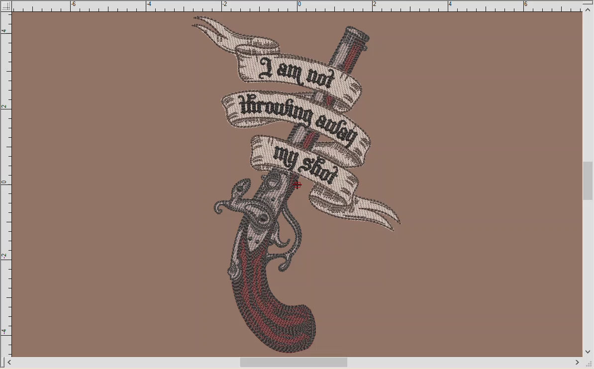 Embroidery: Hamilton-inspired Sketch with Revolutionary Gun - 7, 8, 9, 10, and 11 Inches Tall