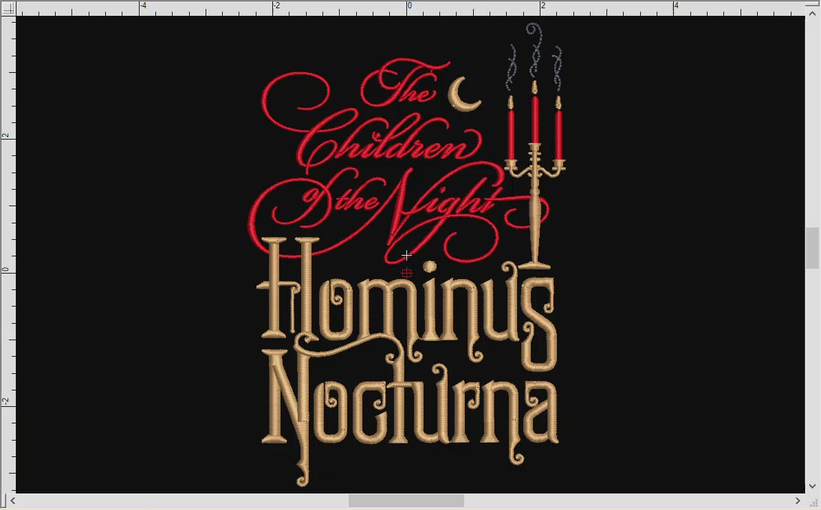 Embroidery: "Hominus Nocturna" Vintage Vampire Vibes (Four Sizes 7 to 9 Inches Tall, Three Thread Colors)