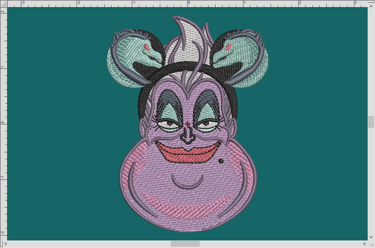 Embroidery Set: Sea Witch with Eel Ears in 4, 5, and 6 Inch Sizes