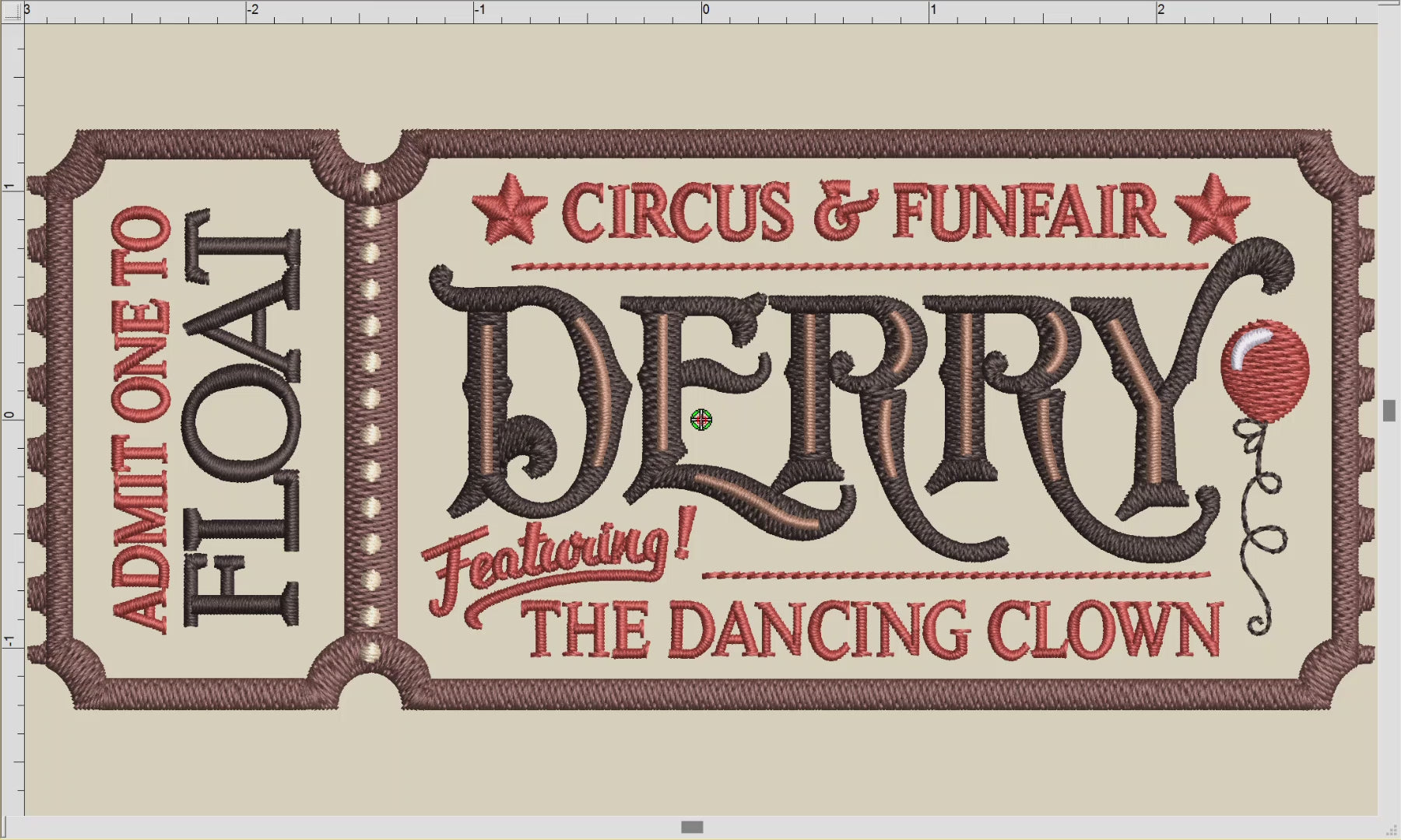 Embroidery: "Circus & Funfair" Horror Themed Ticket Set - 4, 6, 7, 10, and 12 Inches