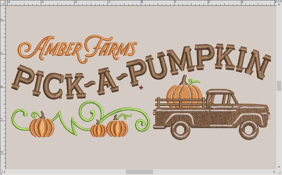 Embroidery: Pick-a-Pumpkin Farm Sign (Three Sizes 7-9 Inches Wide)