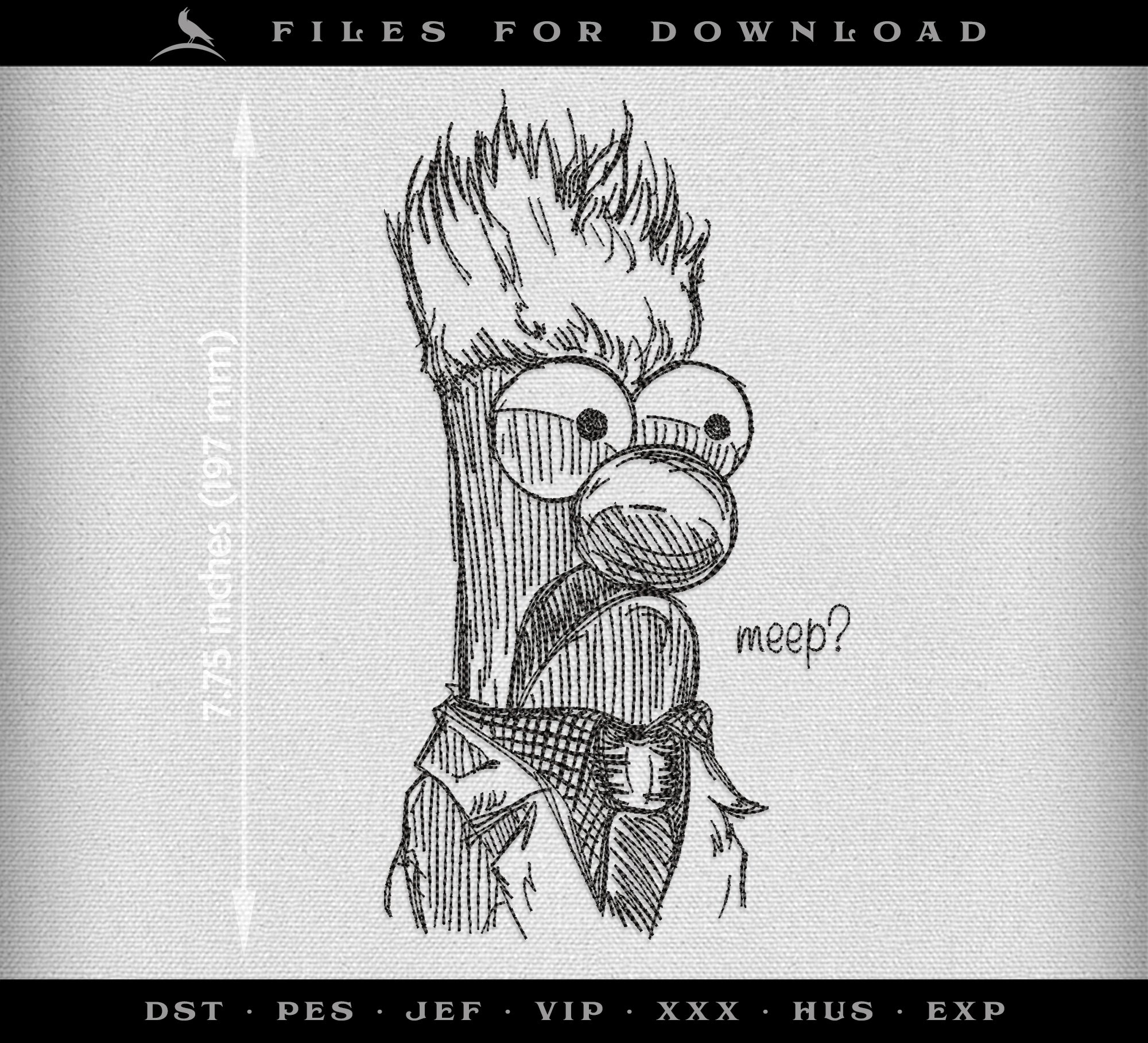 Embroidery: Funny Beaker Sketch - 7.5 Inches Tall - One Thread Color