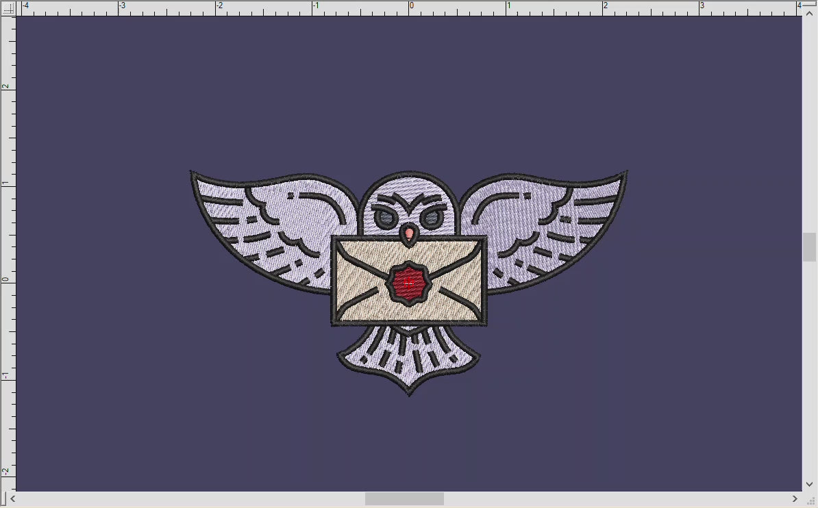 Machine Embroidery Files: Magical Owl Mail Delivery Icon (4.5 Inches, 6 Thread Colors)