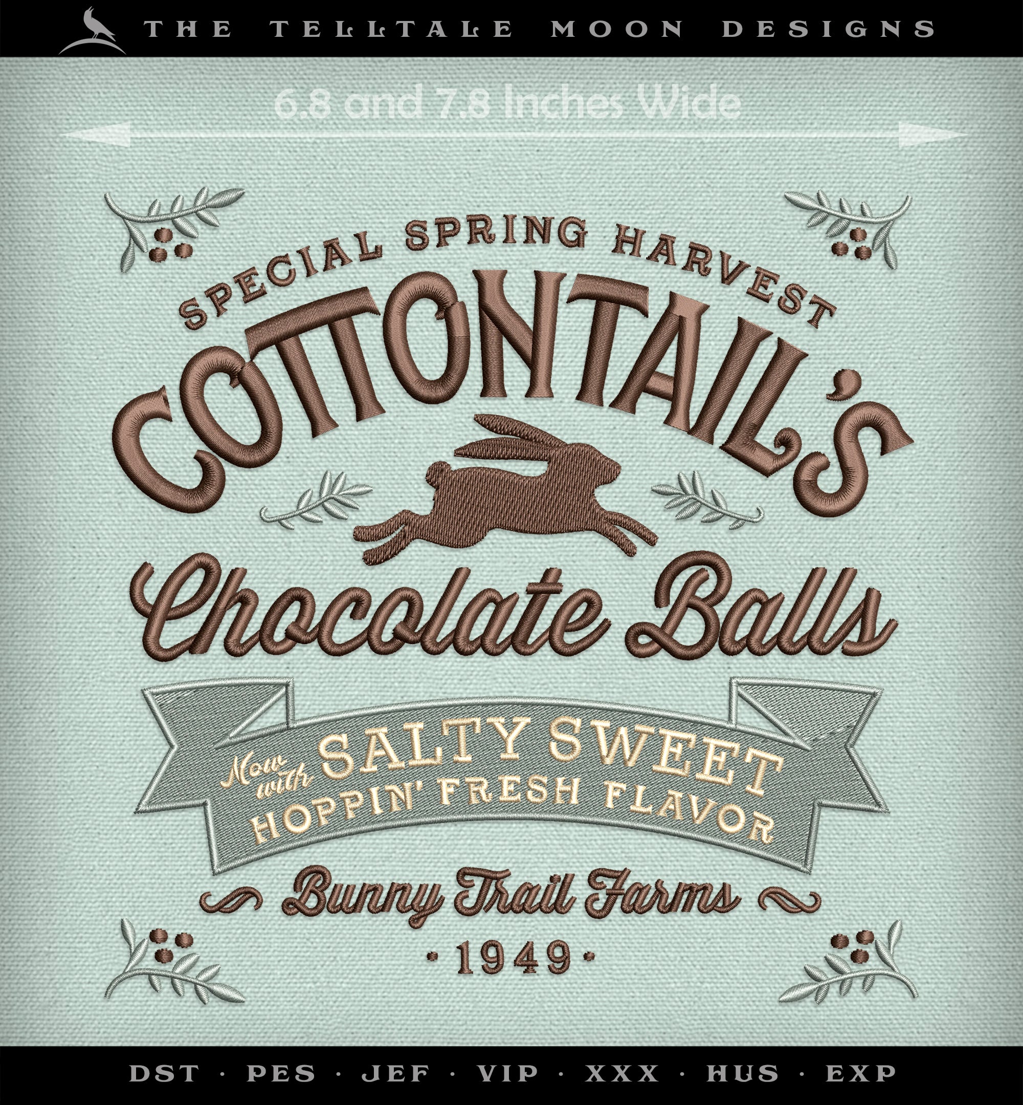 Embroidery Files: "Cottontail's Chocolate Balls" Humor - 7 and 8 Inches, Plus a Split Set