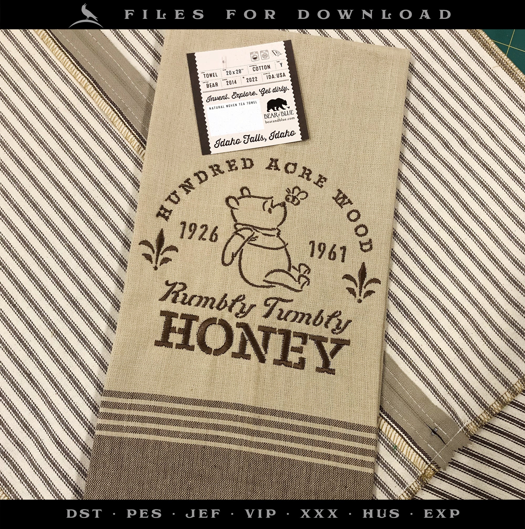 Machine Embroidery Files: "Rumbly Tumbly Honey" Stencil Style (6.5, 7.8, 10.5 Inches)