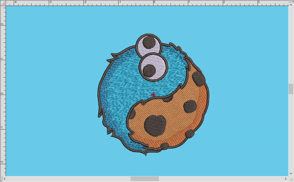 Machine Embroidery: Monster Cookie Yin Yang Design (3.5 Inches)