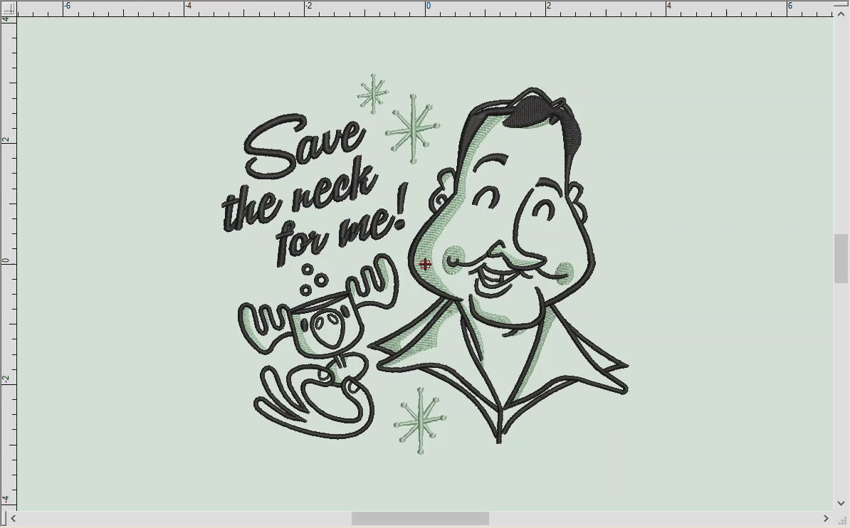 Machine Embroidery: Retro Eddie Design (5, 6.5, and 7.8 Inches, Two Colors)