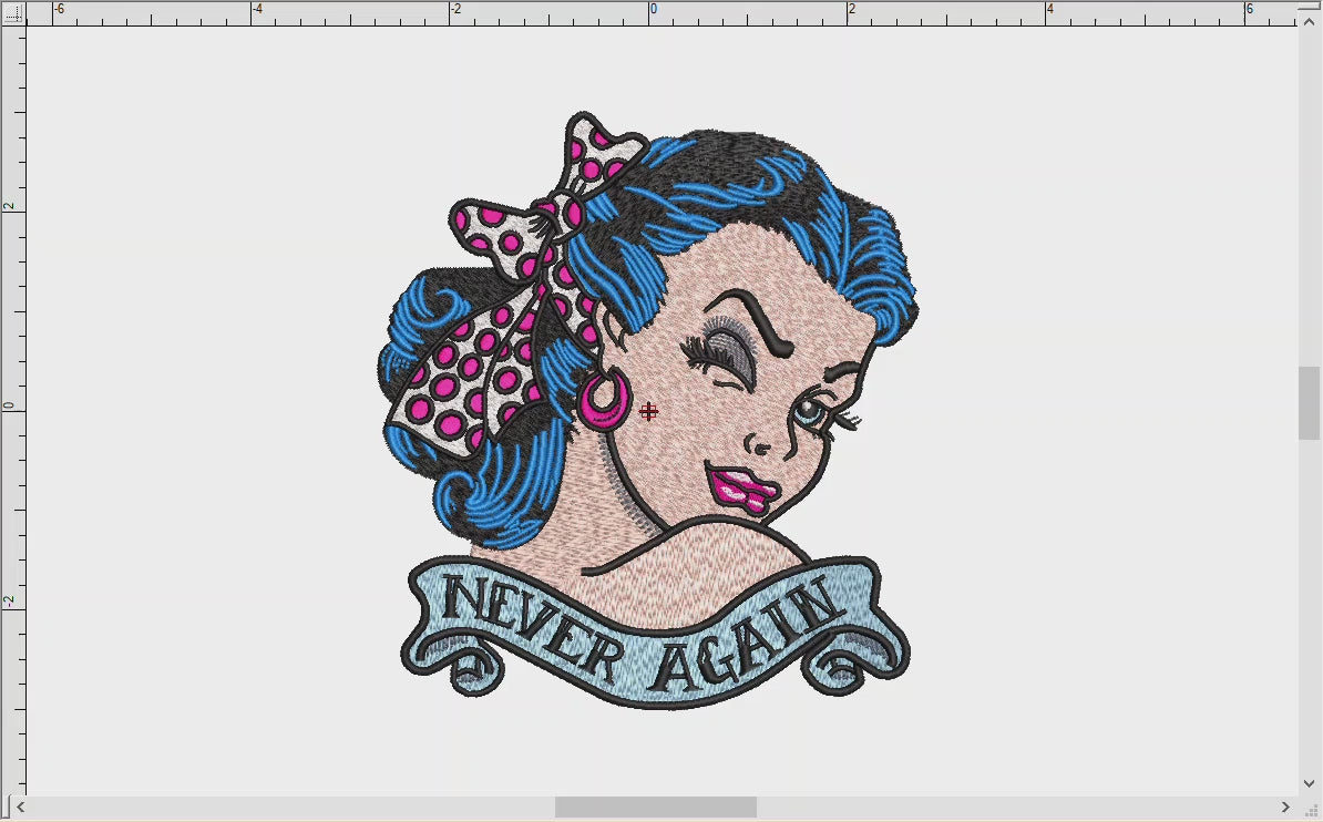 Machine Embroidery: Sassy 1950s Girl - 6 Inches - 6 Thread Colors