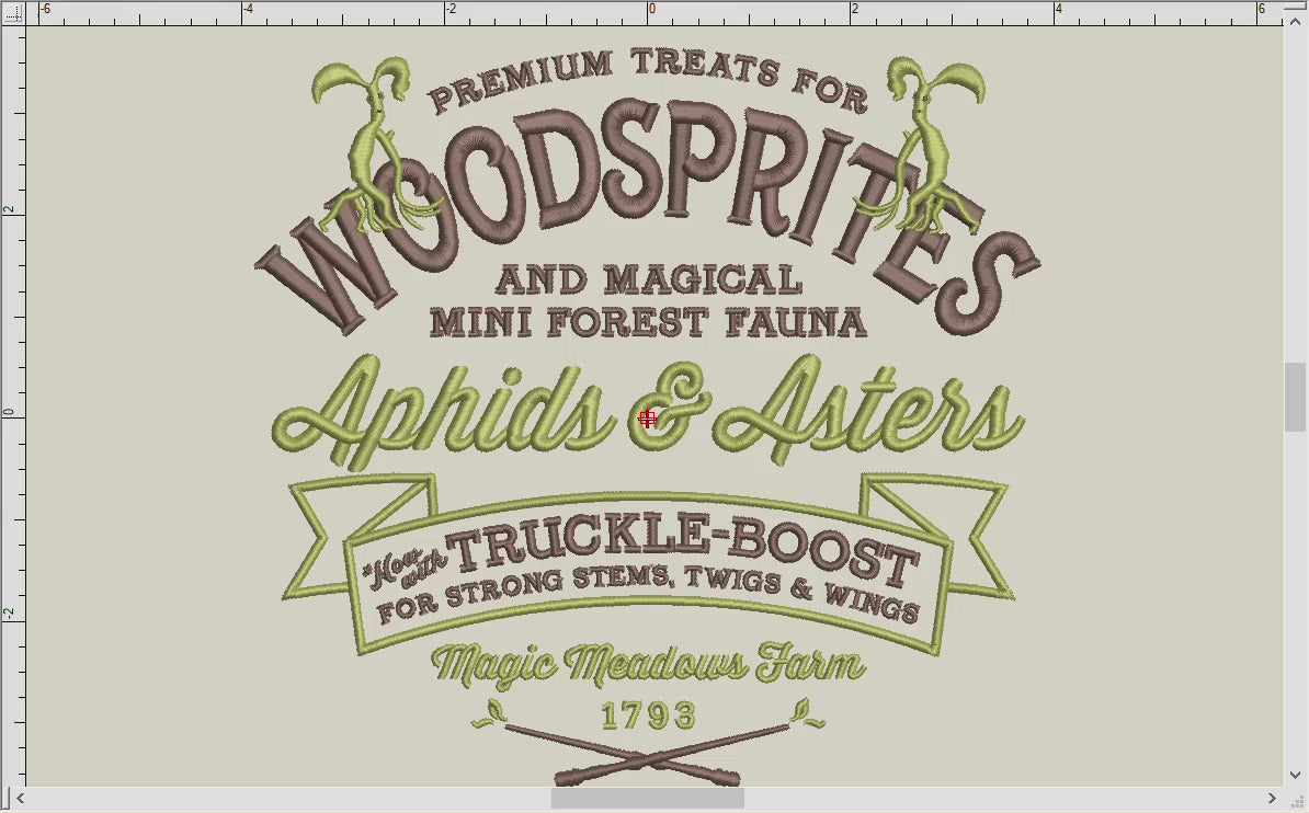 Embroidery: Magical Woodsprite Feedsack Design - 7.5 Inches Tall - Two Thread Colors - Several Formats