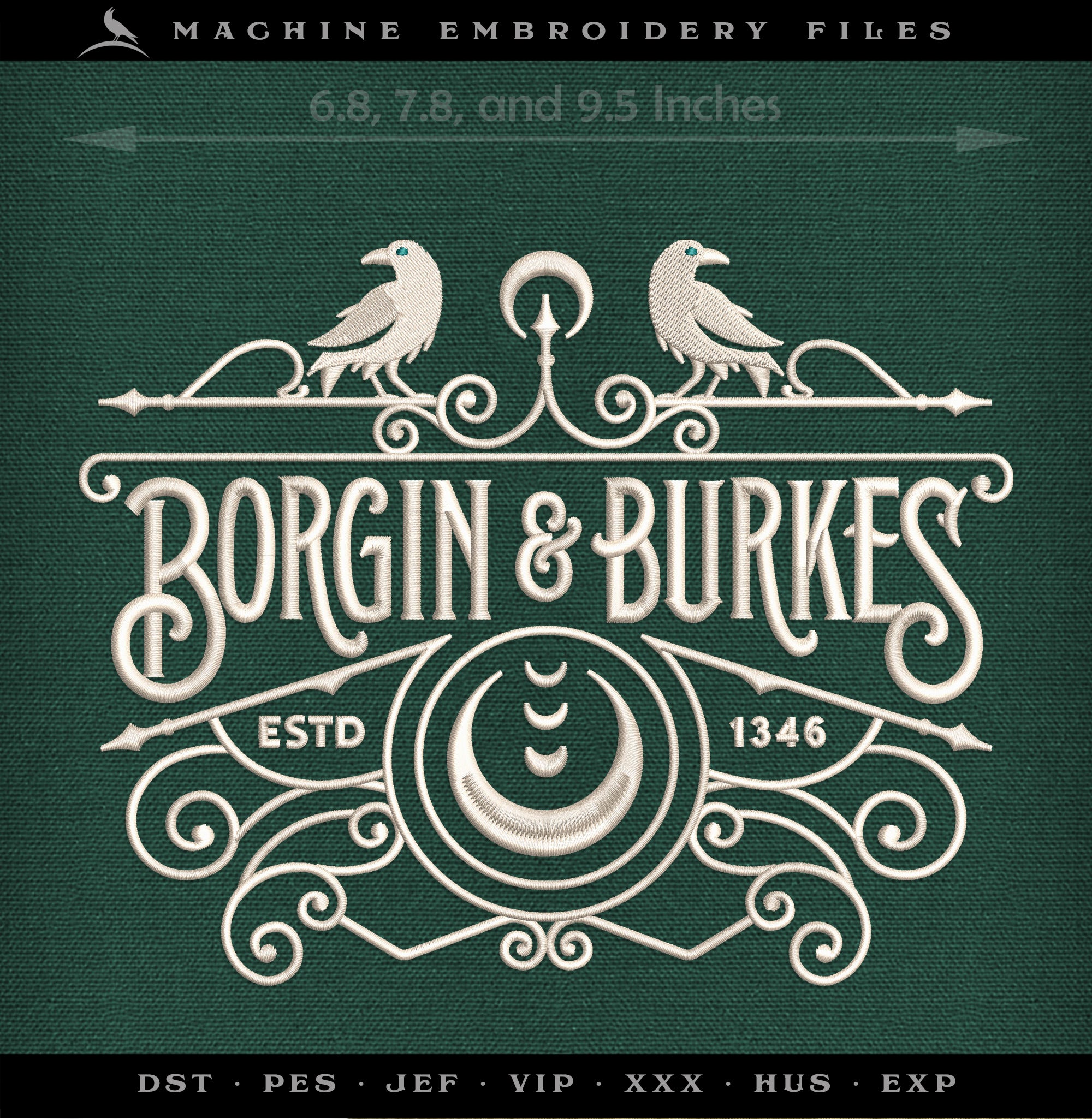 Embroidery: Dark Wizard Relics Sign - 7, 8, and 9.5 Inches - Plus a Split Version