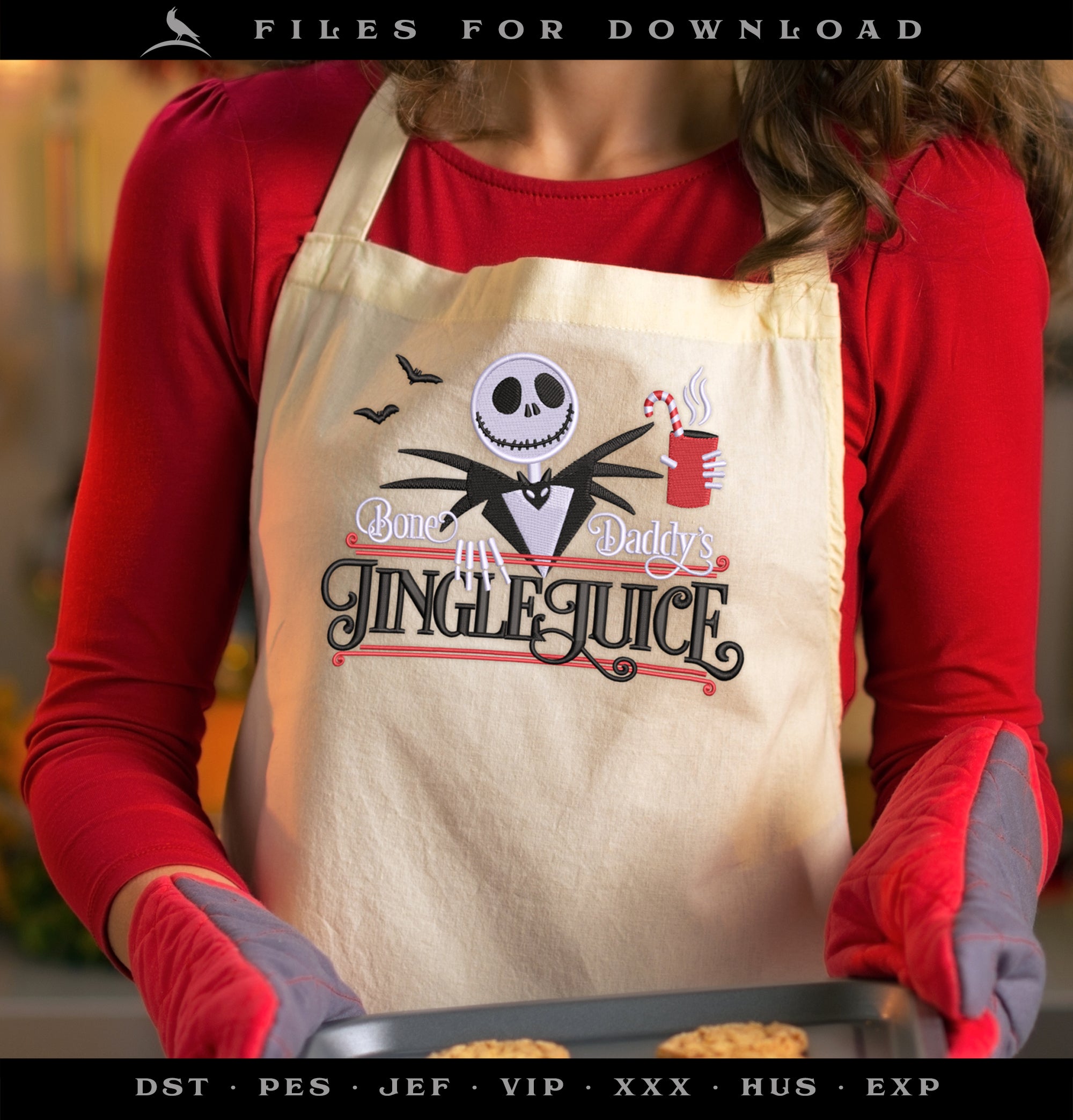 Machine Embroidery Files: "Bone Daddy's Jingle Juice" (3 Colors, 4 Sizes)
