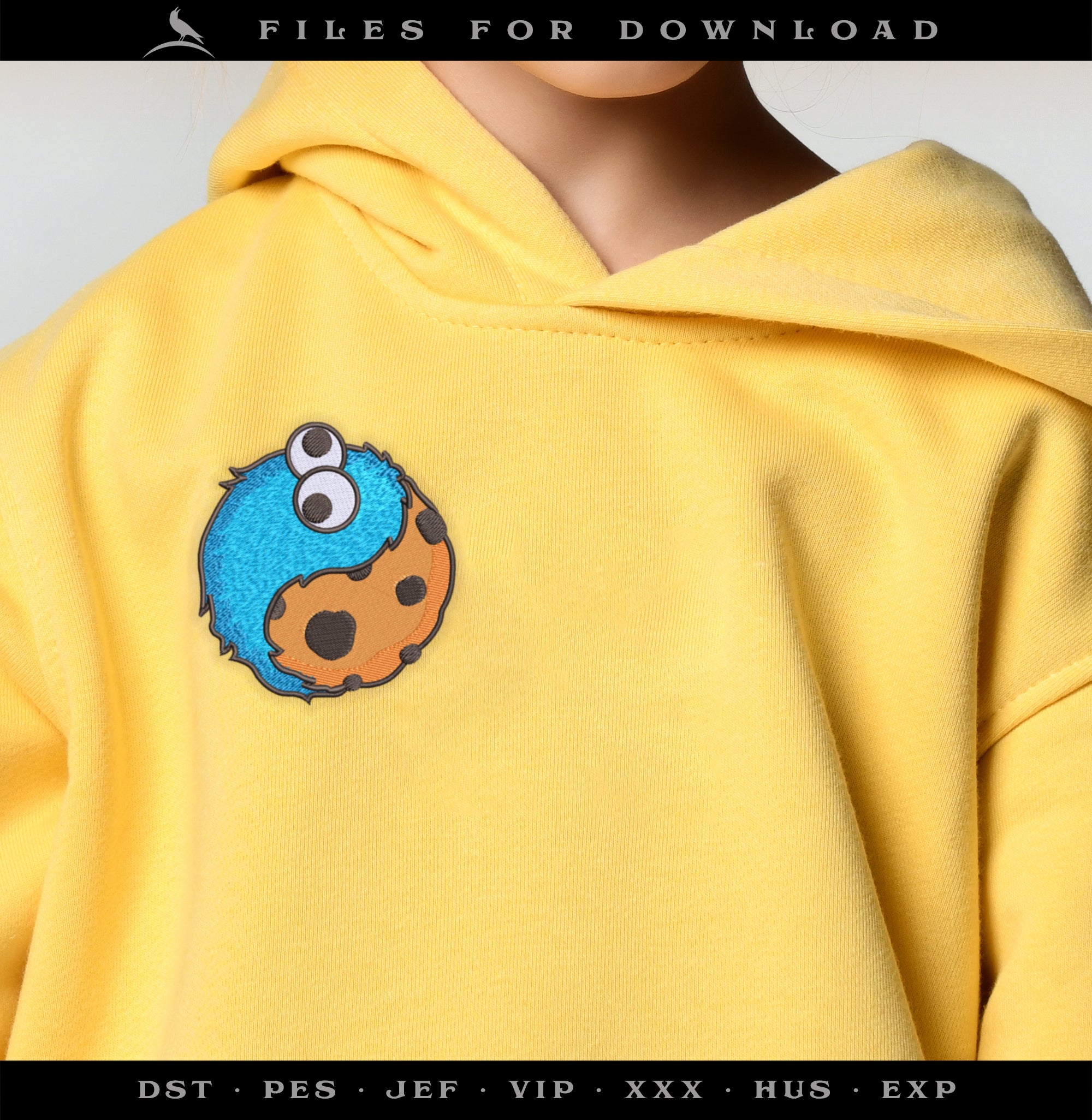 Machine Embroidery: Monster Cookie Yin Yang Design (3.5 Inches)