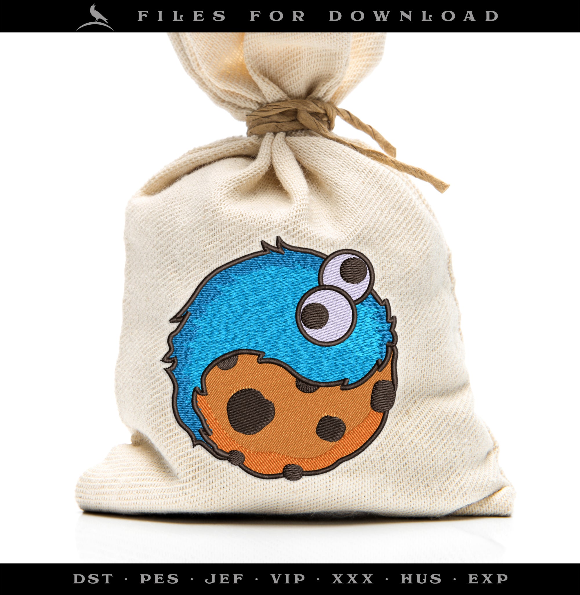 Machine Embroidery: Monster Cookie Yin Yang Design (3.5 Inches)