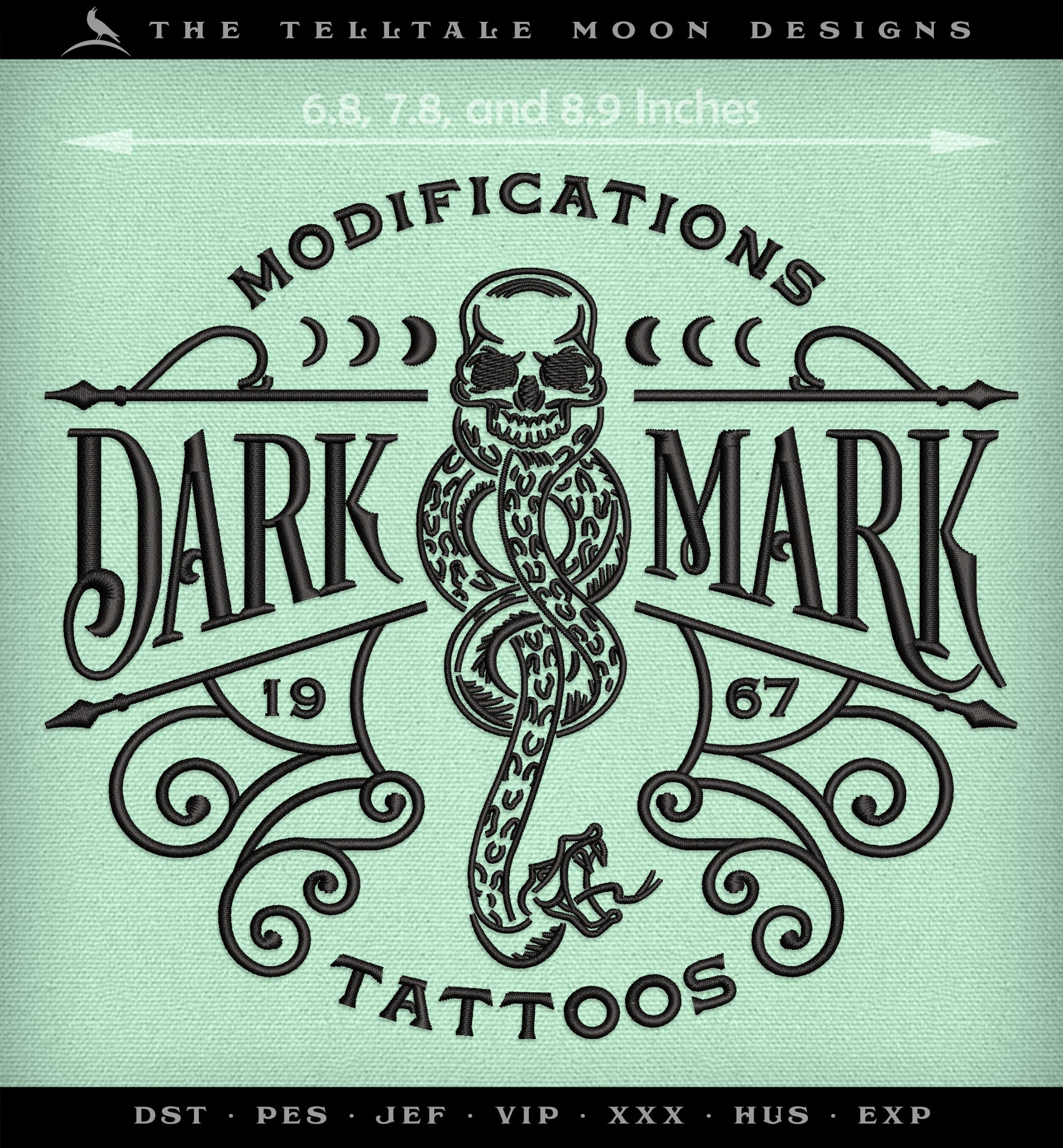 Embroidery: Dark Mark Tattoo Sign - 7, 8, and 9 Inch Sizes