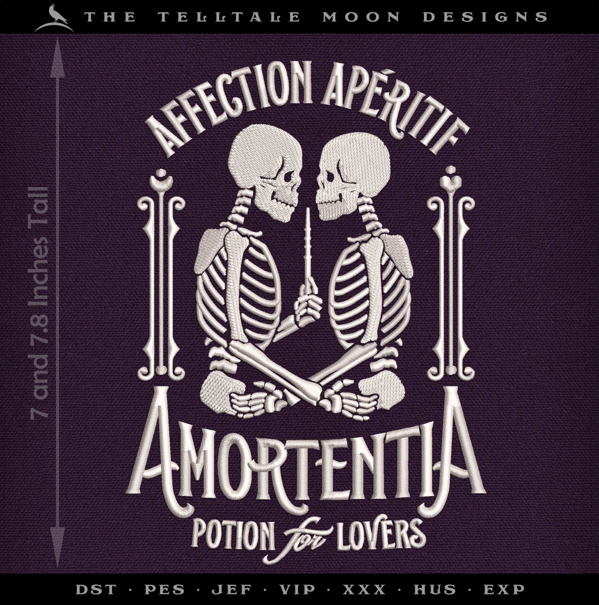 Embroidery: Wizarding Love Potion Label Design - 7 and 8 Inches - One Thread Color