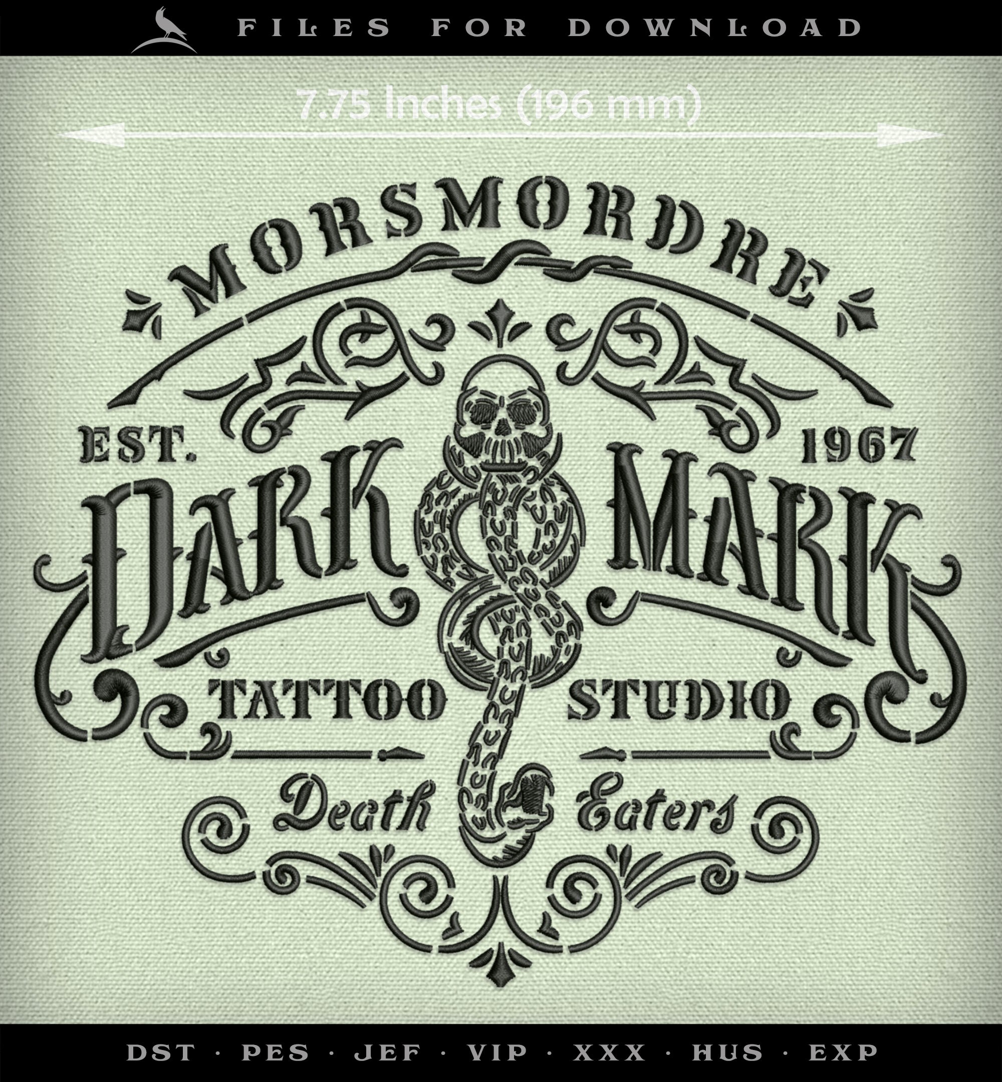 Embroidery: Dark Mark Tattoo (Stencil-style) - 7, 8, 9, 10, and 12 Inches - One Thread Color