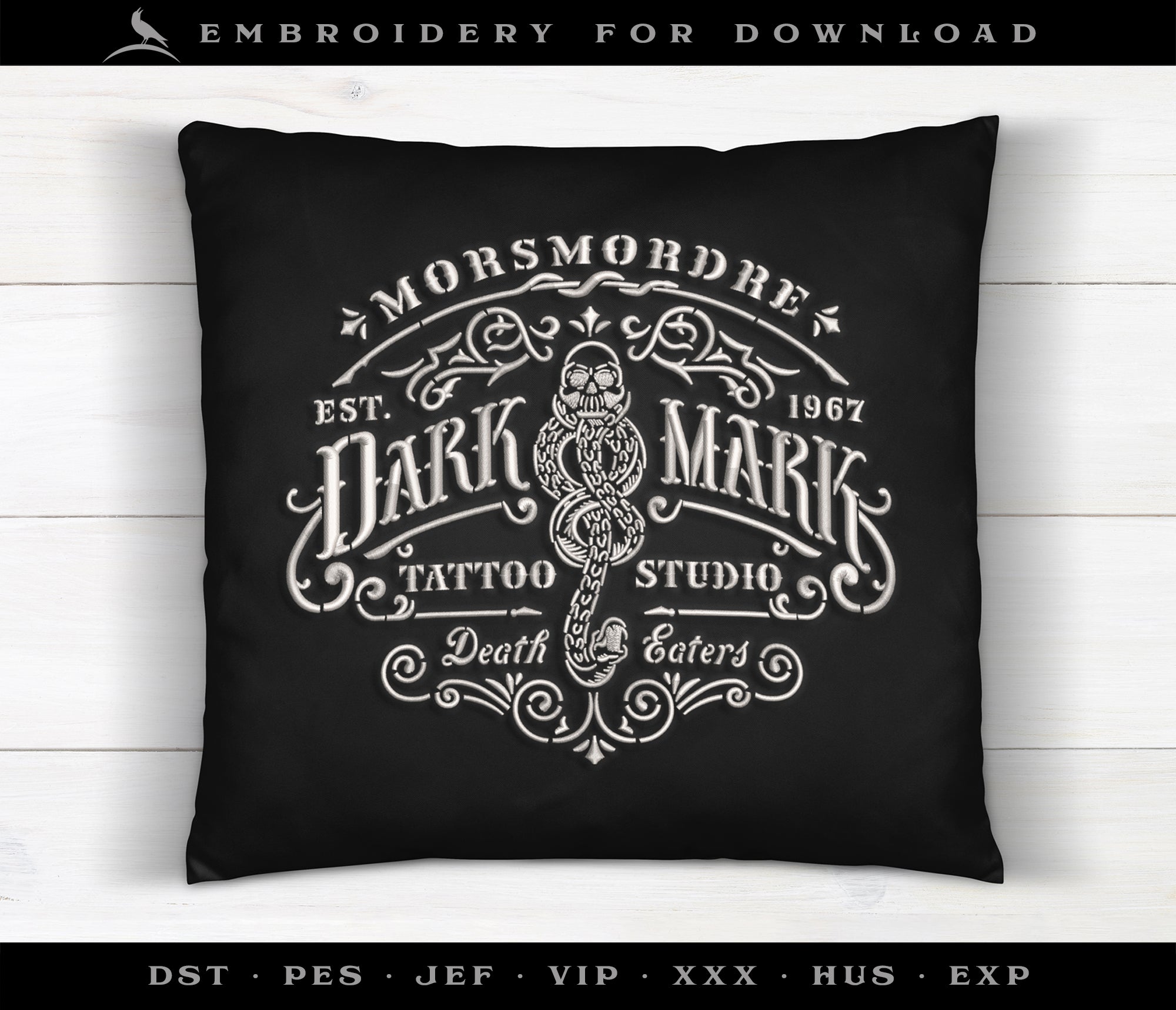 Embroidery: Dark Mark Tattoo (Stencil-style) - 7, 8, 9, 10, and 12 Inches - One Thread Color