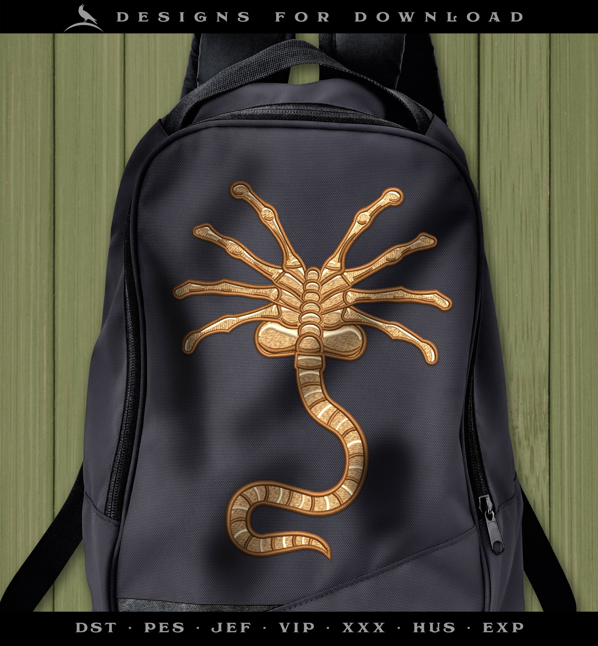 Embroidery: Face Grabber Alien - About 7, 8, and 9 Inches Tall - 3 Thread Colors