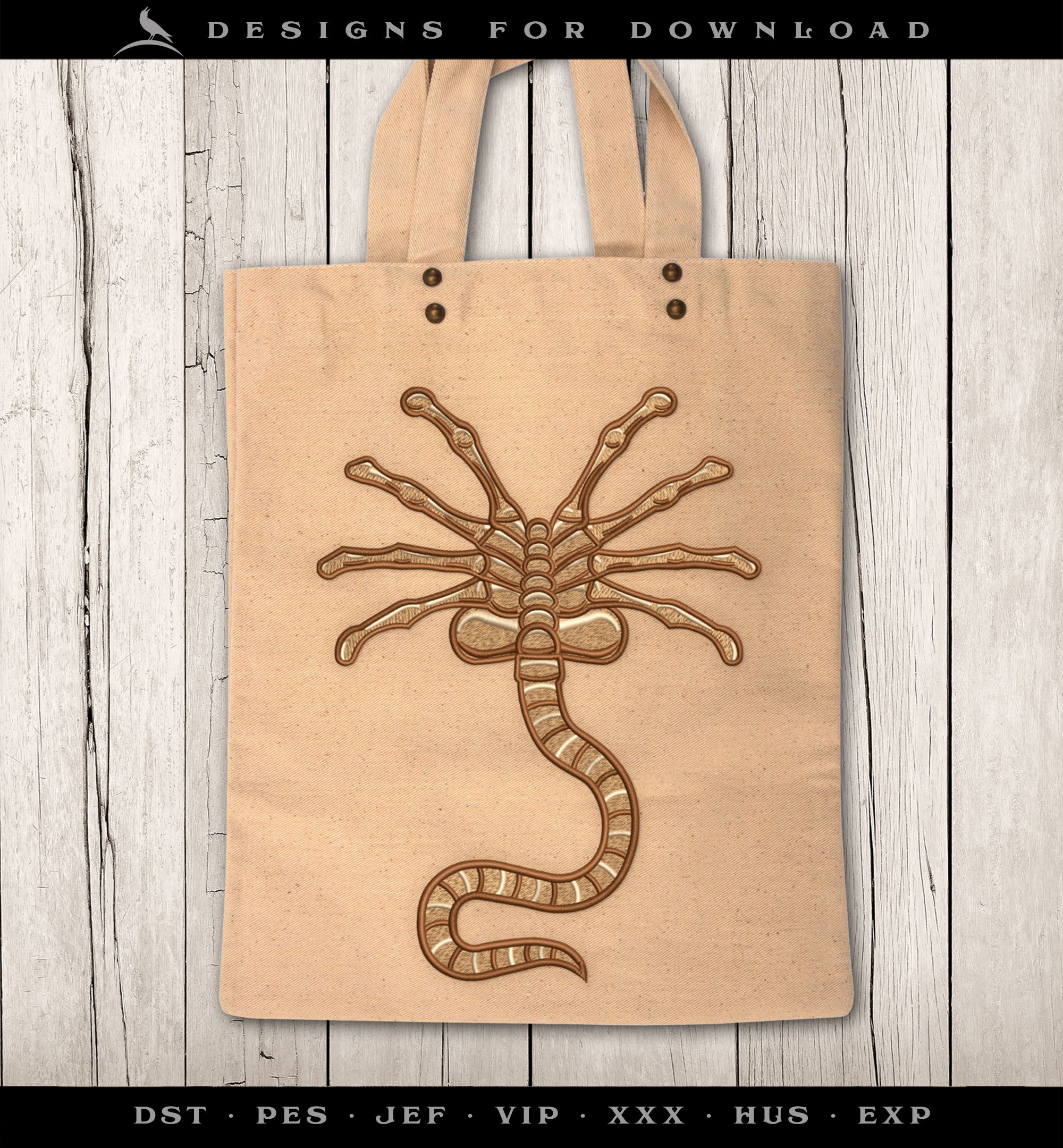 Embroidery: Face Grabber Alien - About 7, 8, and 9 Inches Tall - 3 Thread Colors