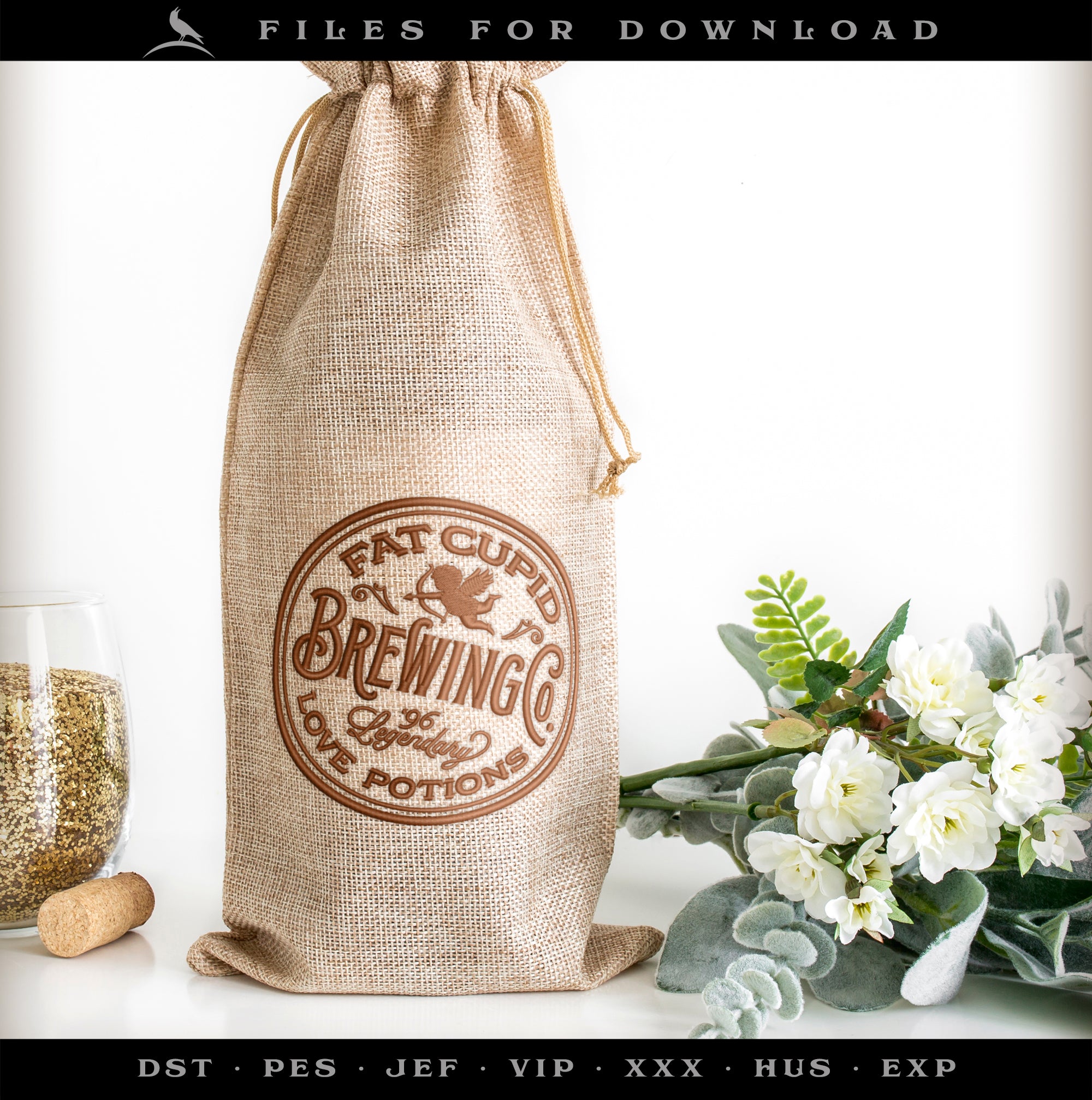 Embroidery: "Fat Cupid Love Potions" Drink Cozy Pattern