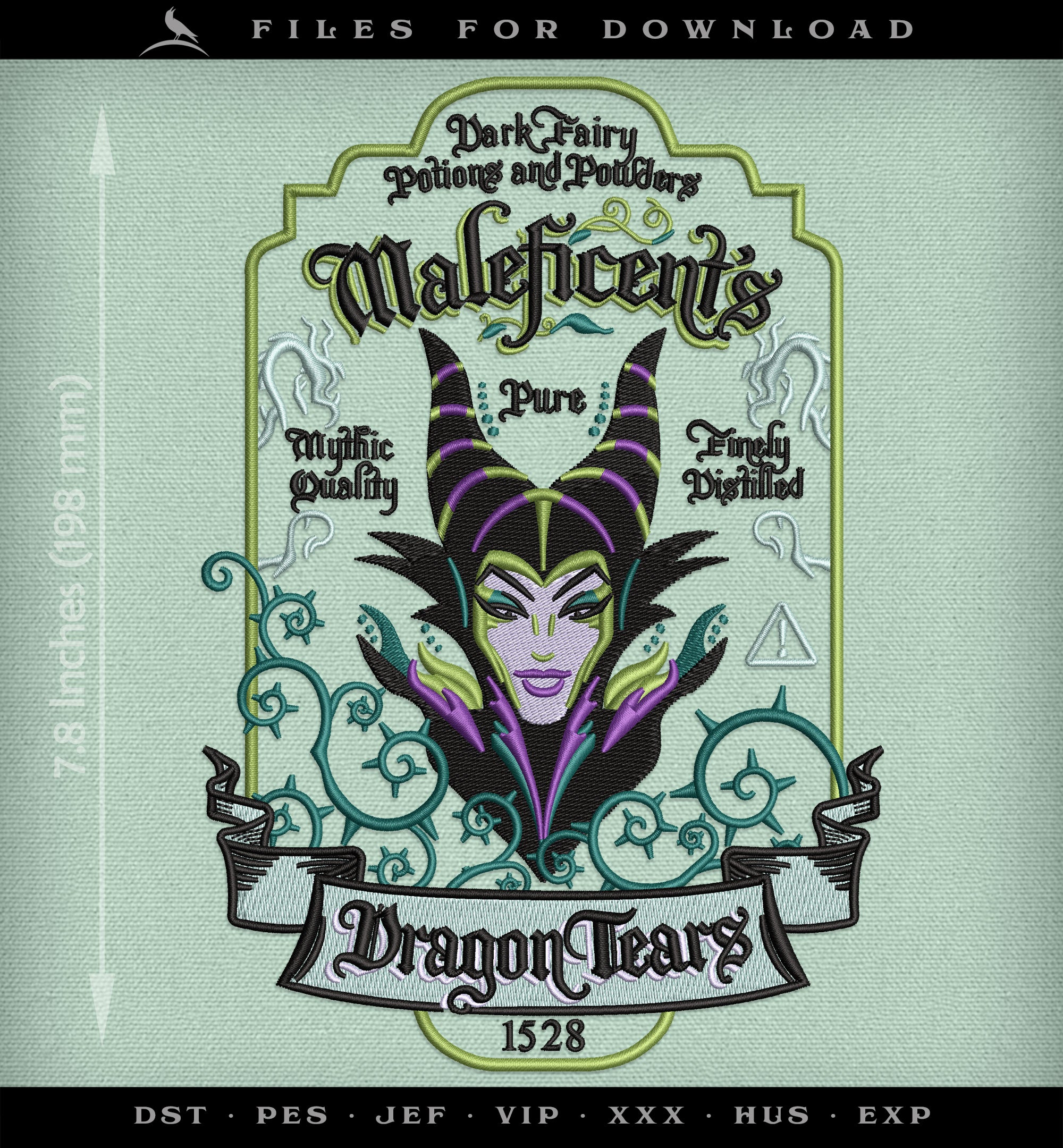 Machine Embroidery Set: Dark Fairy Dragon Tears