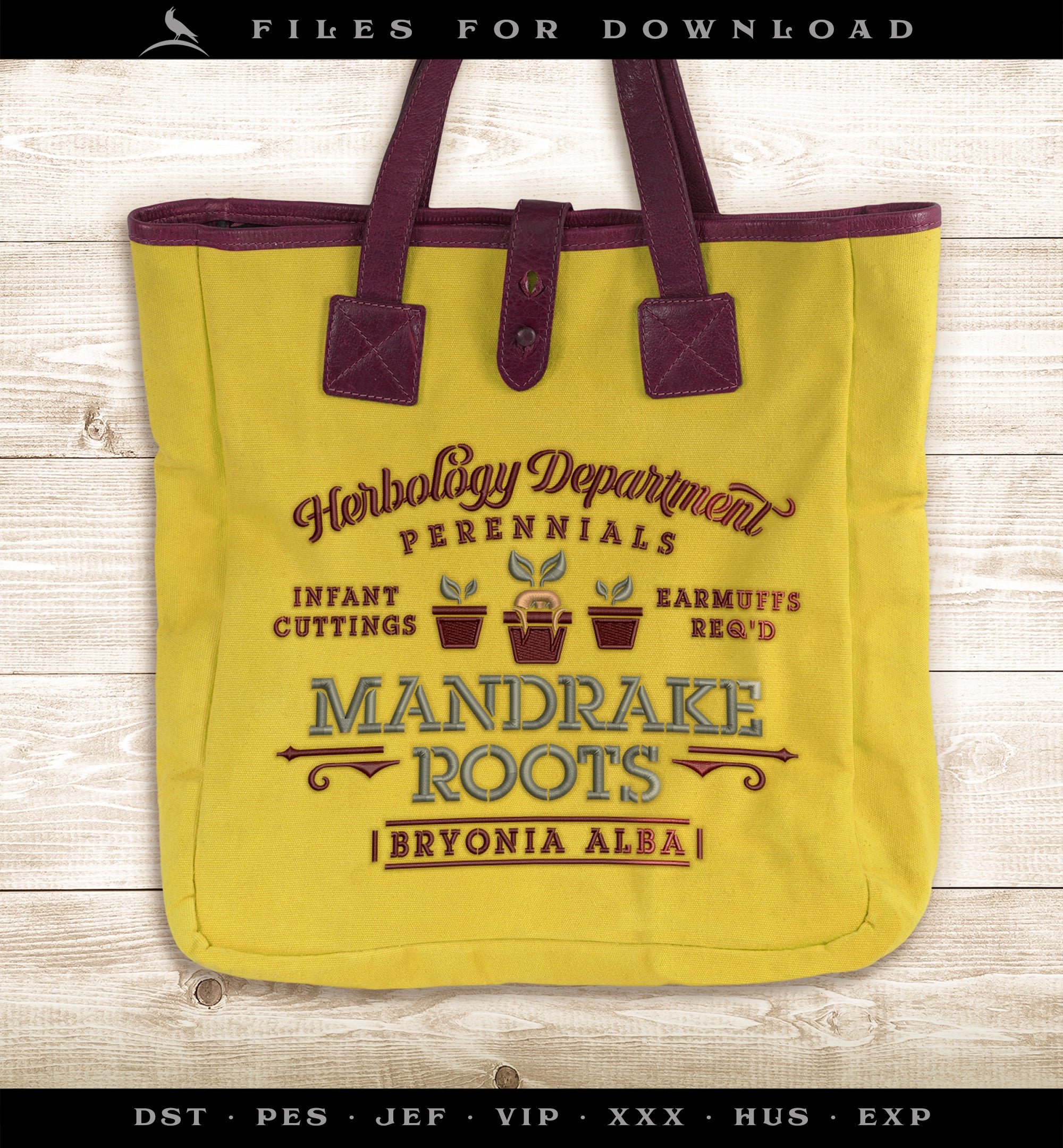 Machine Embroidery Files: "Mandrake Roots" Stencil-style Art (6.8, 7.8, and 10.8 Inches) Three Colors and Several Formats