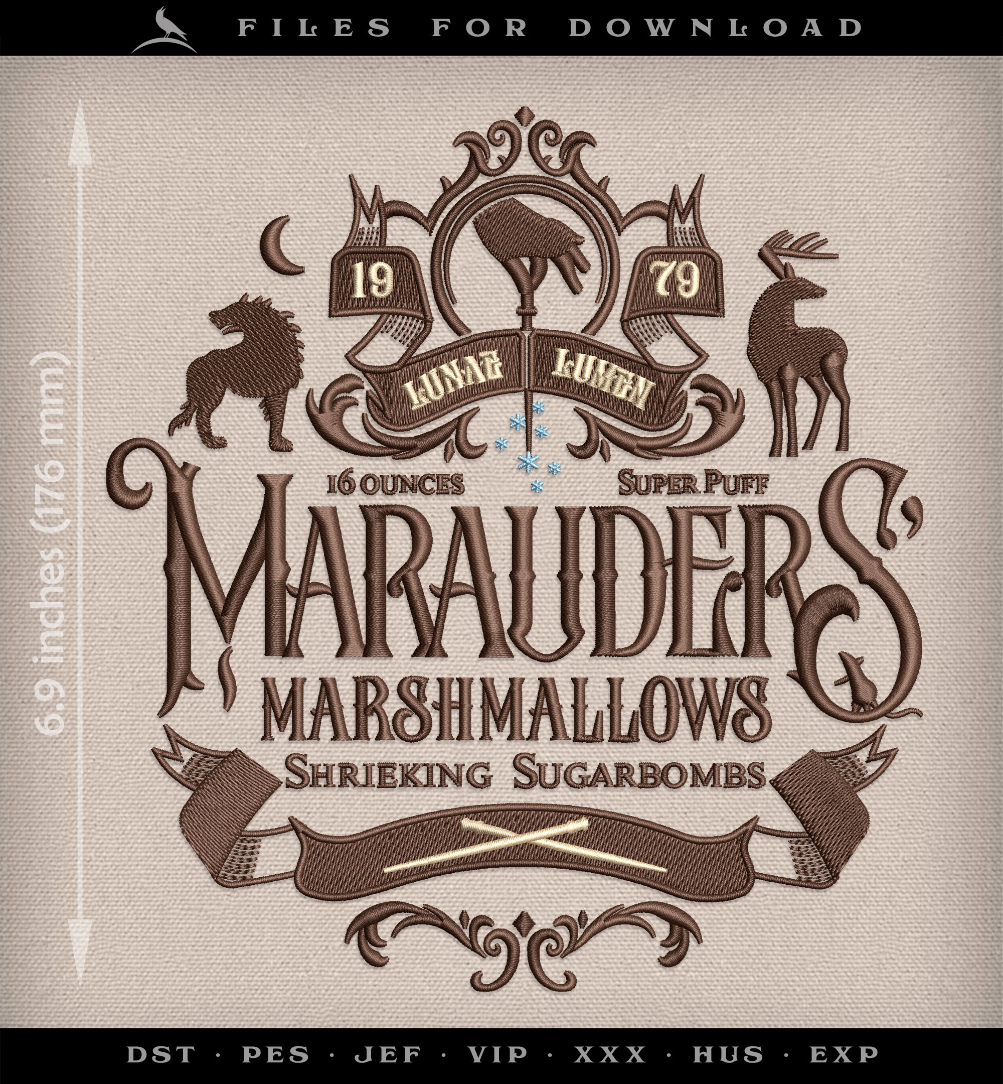 Machine Embroidery Files: "Marauders Marshmallows" Magical Theme (6.9 & 7.8 Inches)